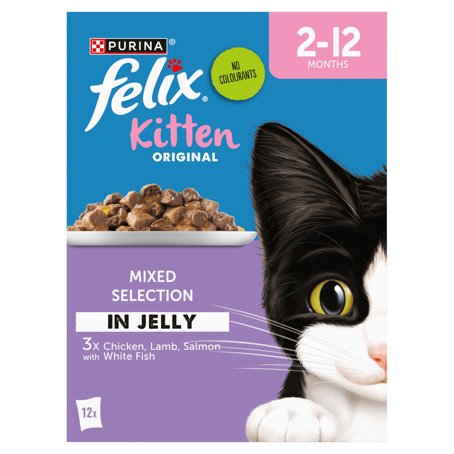 Felix Kitten Original Mixed Selection in Jelly 2 - 12 Months 12 x 85g (1.02kg) - UK Food & Drink - 8445291014756