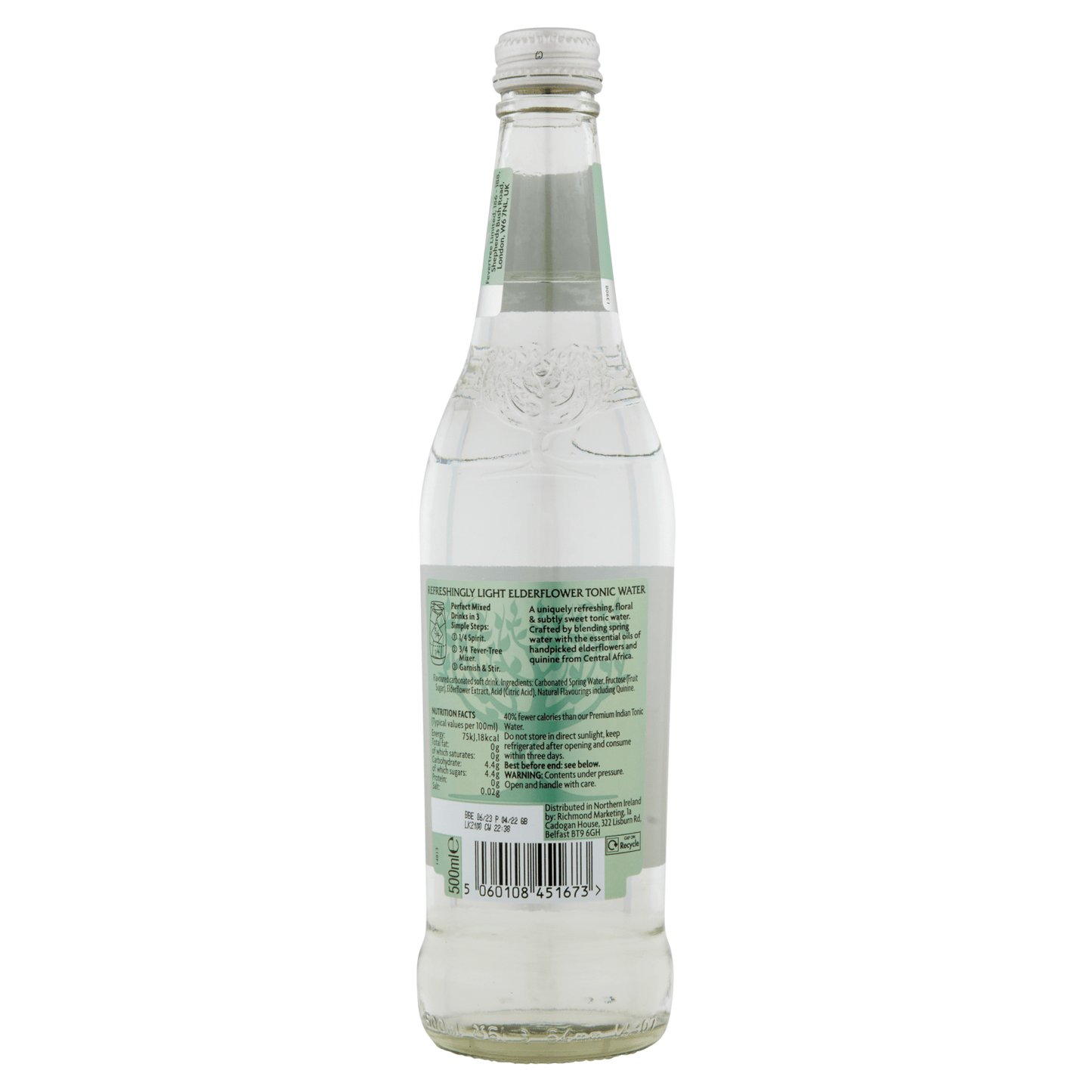 Fever - Tree Refreshingly Light Elderflower Tonic Water 500ml - UK Food & Drink - 5060108451673
