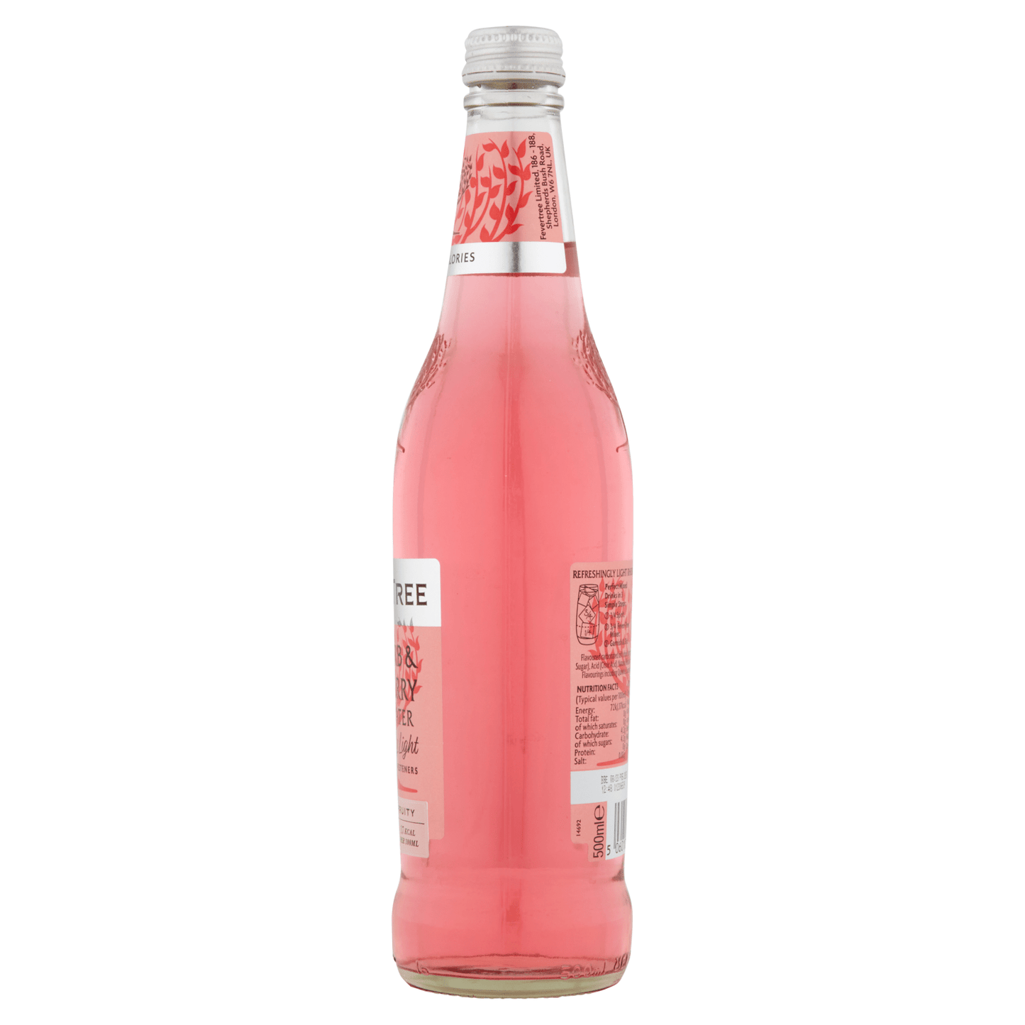 Fever - Tree Rhubarb & Raspberry Tonic Water 500ml - UK Food & Drink - 5060108453240