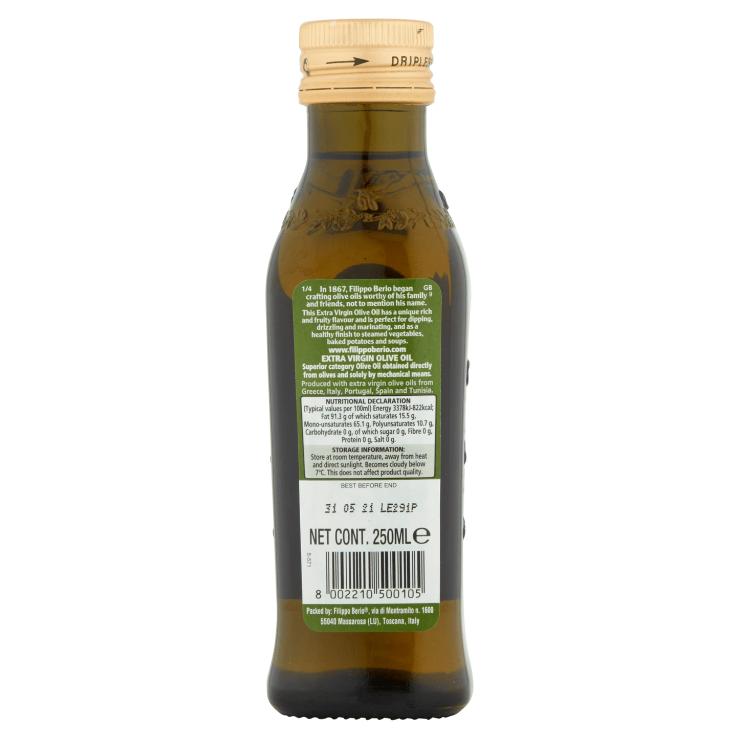 Filippo Berio Extra Virgin Olive Oil 250ml - UK Food & Drink - 8002210500105