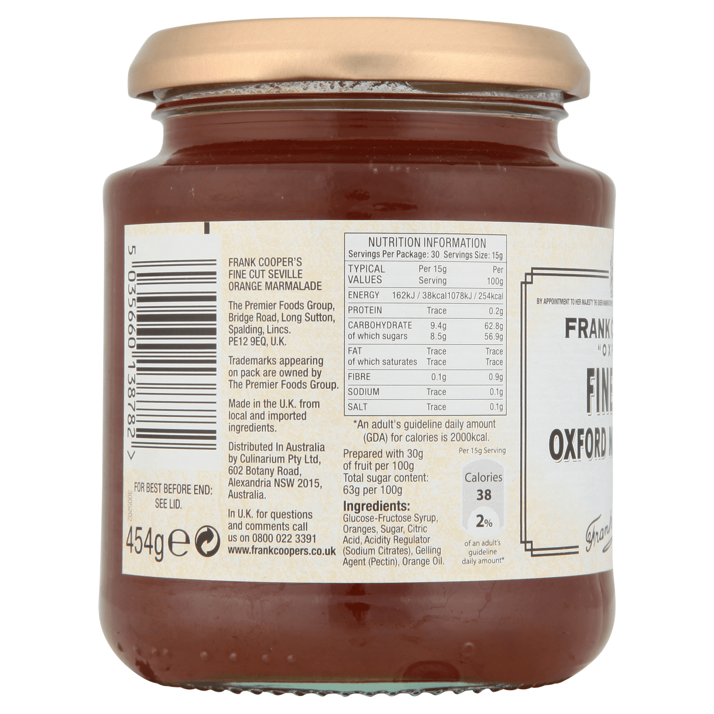 Frank Cooper's Fine Cut Oxford Marmalade 454g - UK Food & Drink - 5035660138782