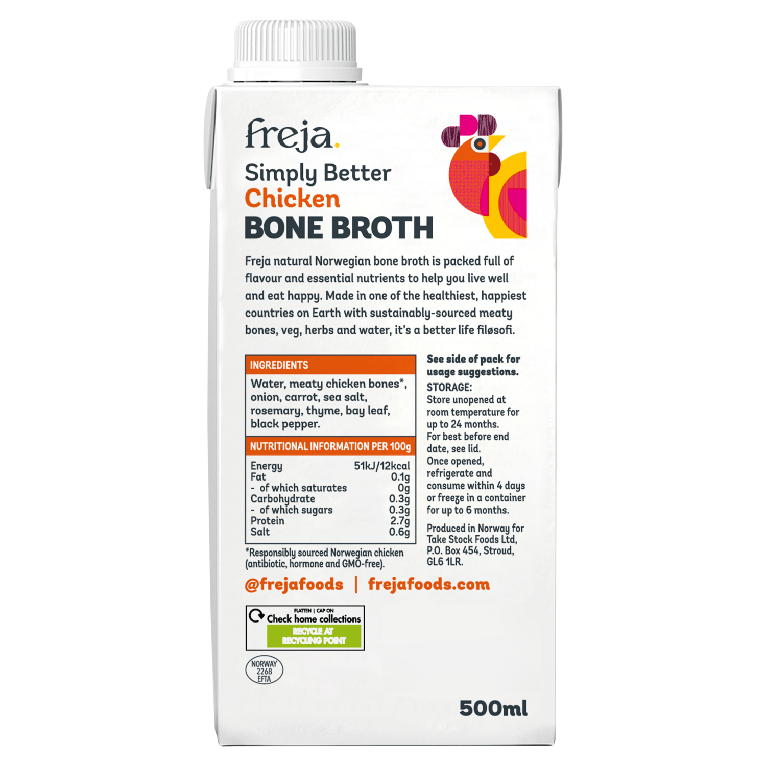 Freja Chicken Bone Broth 500ml - UK Food & Drink - 5070000140100