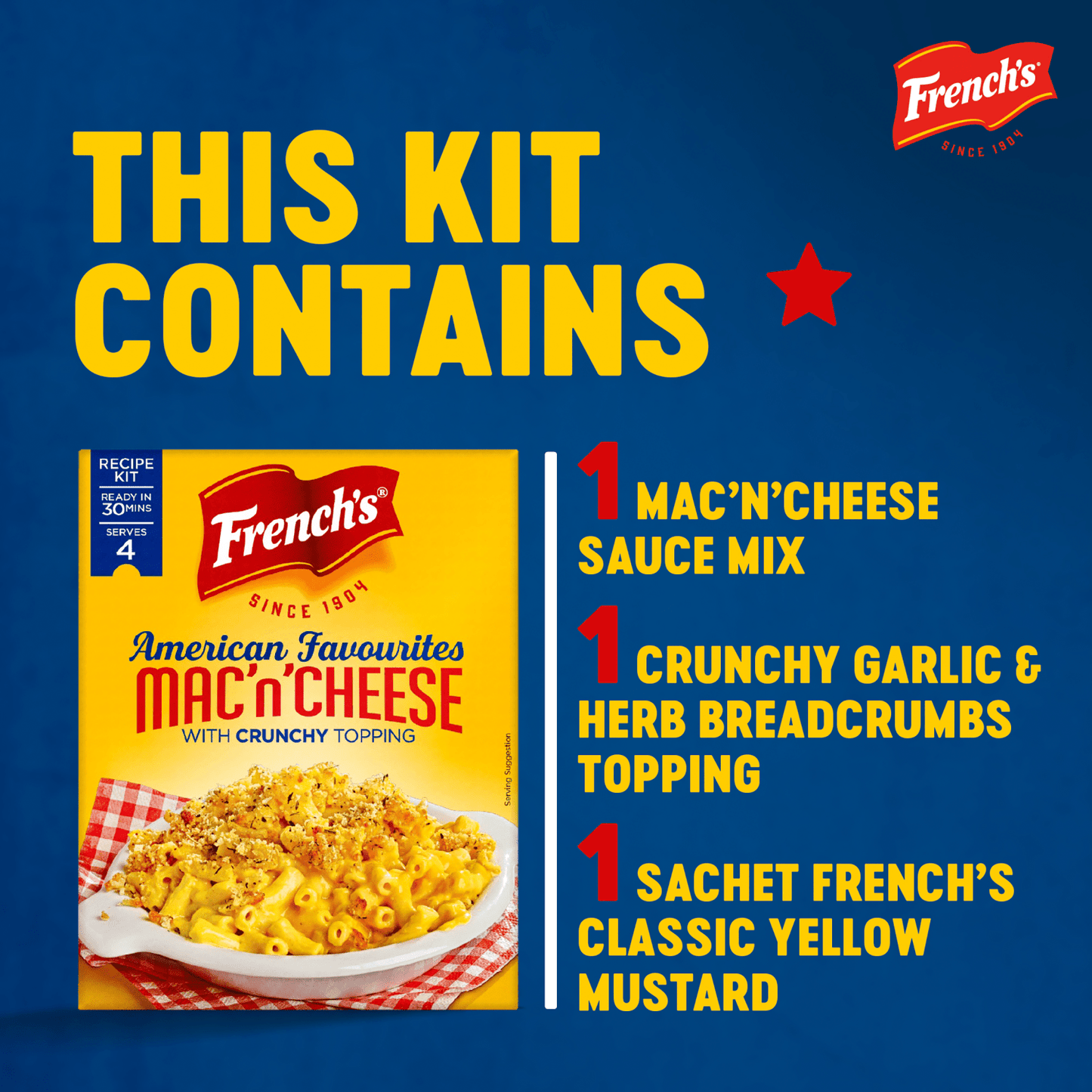 French's American Favourites Mac 'n' Cheese with Crunchy Topping Recipe Kit 115g - UK Food & Drink - 41500012971