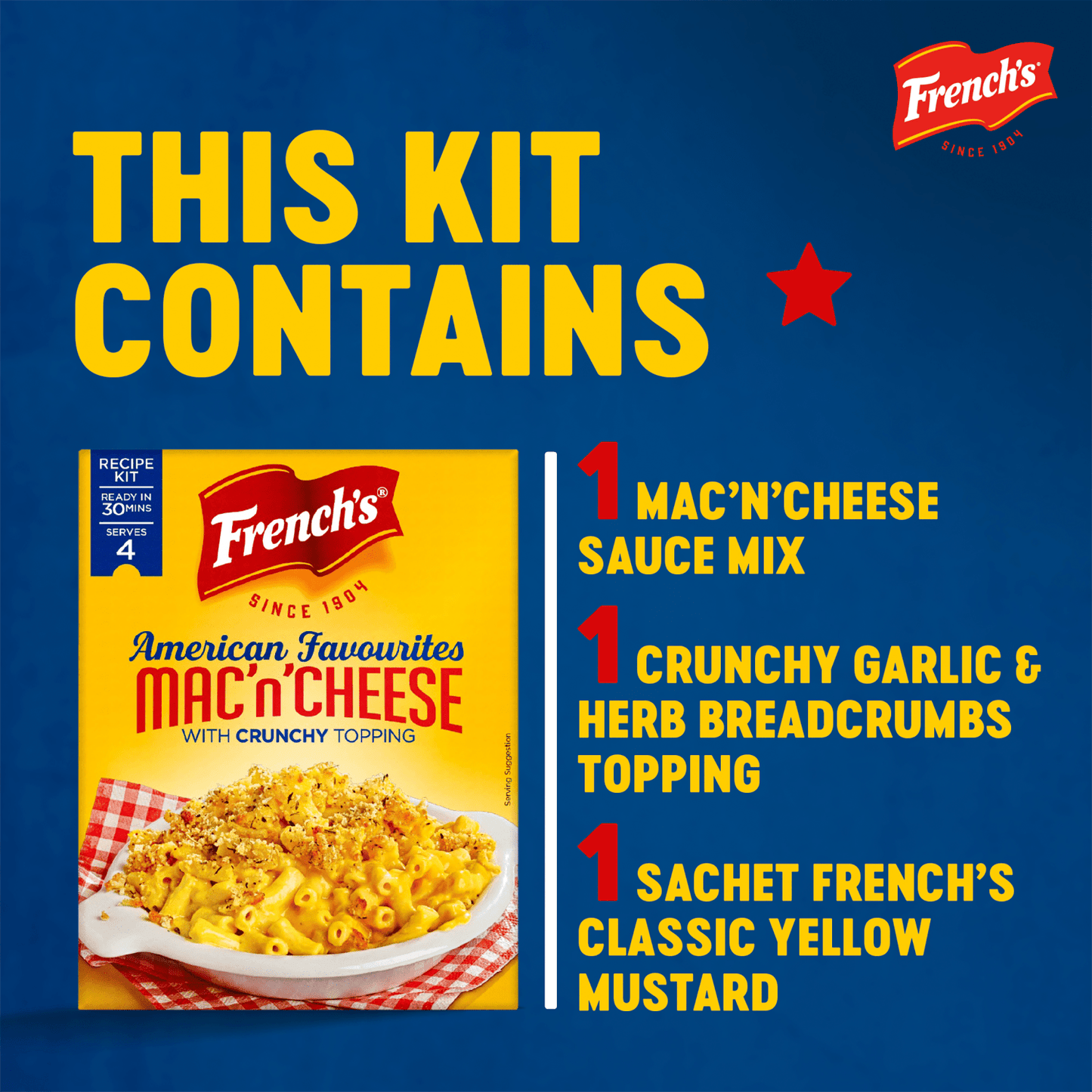 French's American Favourites Mac 'n' Cheese with Crunchy Topping Recipe Kit 115g - UK Food & Drink - 41500012971