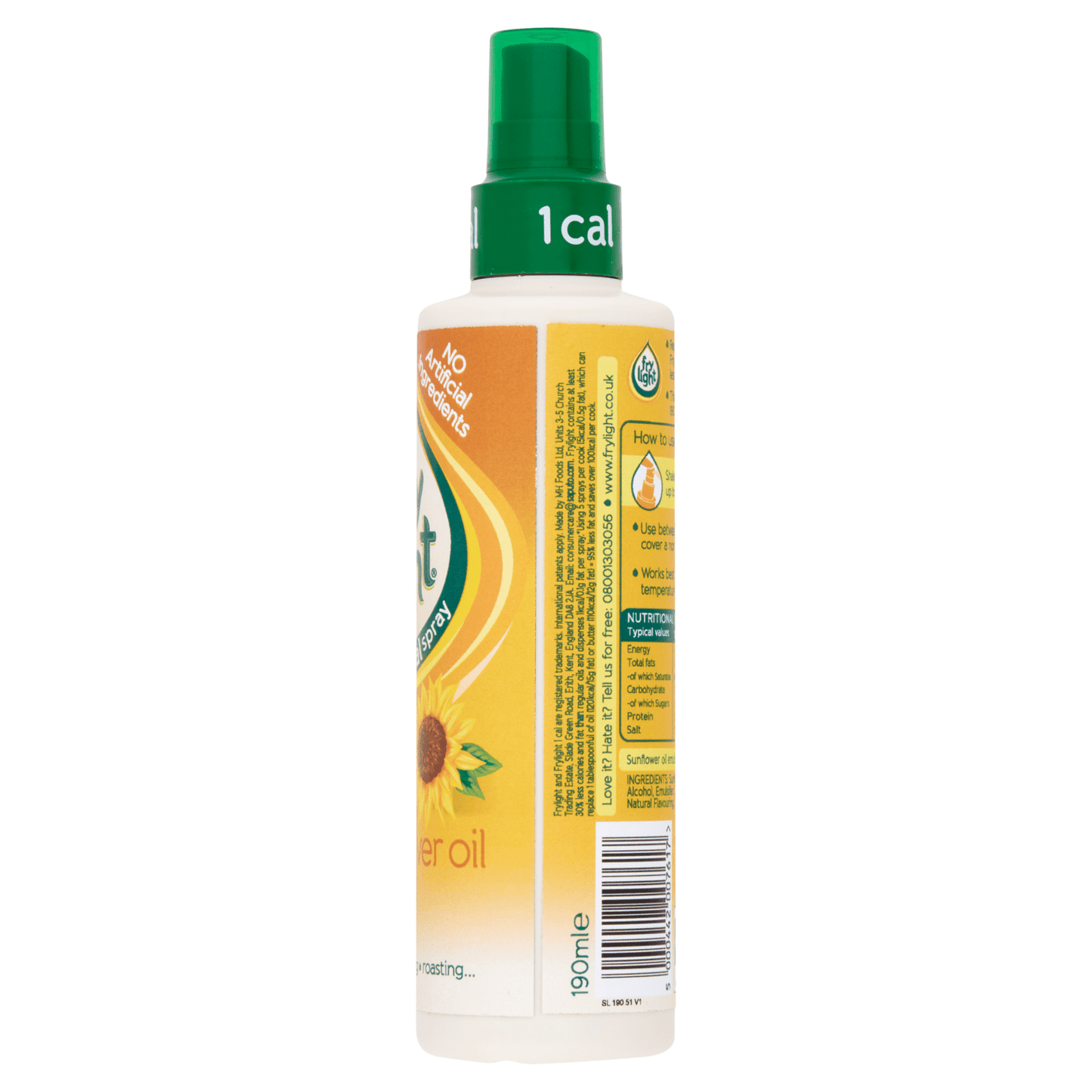Frylight 1 Cal Sunflower Oil Cooking Spray 190ml - UK Food & Drink - 5000442007617