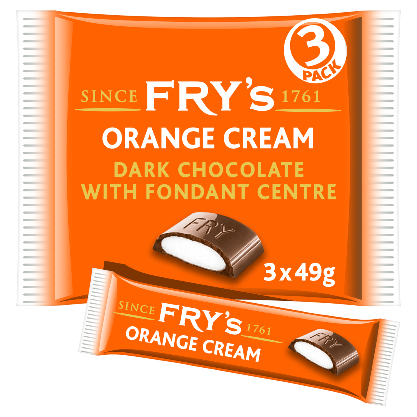 Fry's Orange Cream Chocolate Bar 3 Pack 147g - UK Food & Drink - 7622210874603