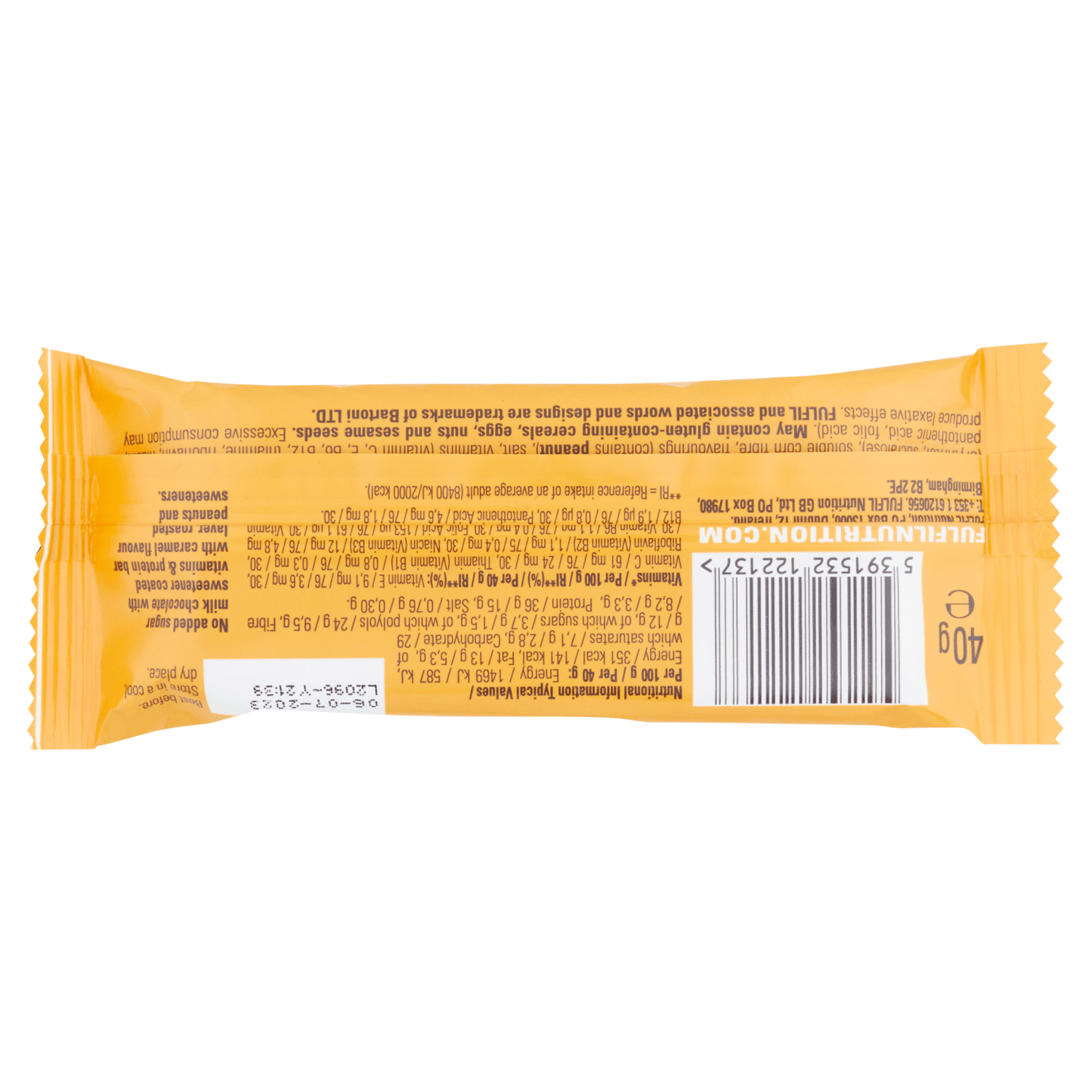 FULFIL Chocolate Peanut & Caramel Flavour Vitamin & Protein Bar 40g - UK Food & Drink - 5391532122137