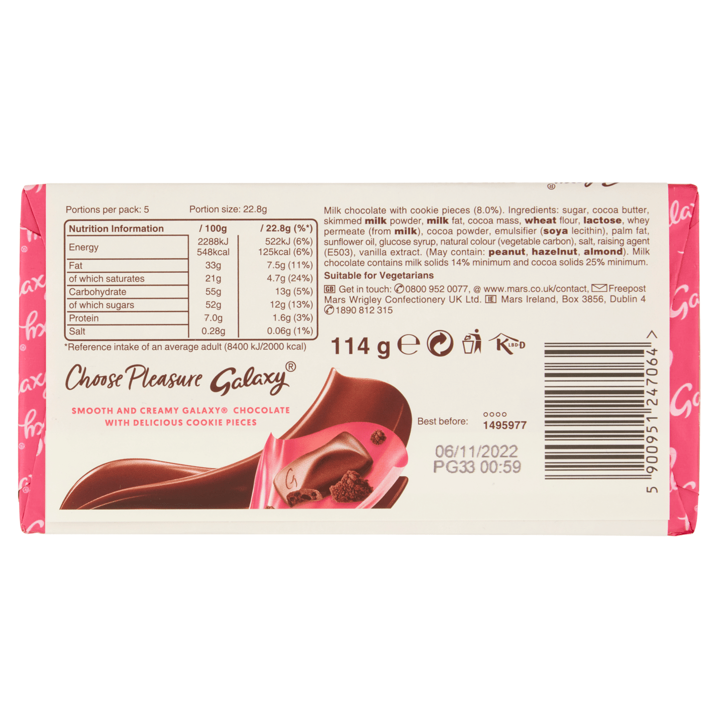 Galaxy Cookie Crumble Chocolate Bar 114g - UK Food & Drink - 5900951247064