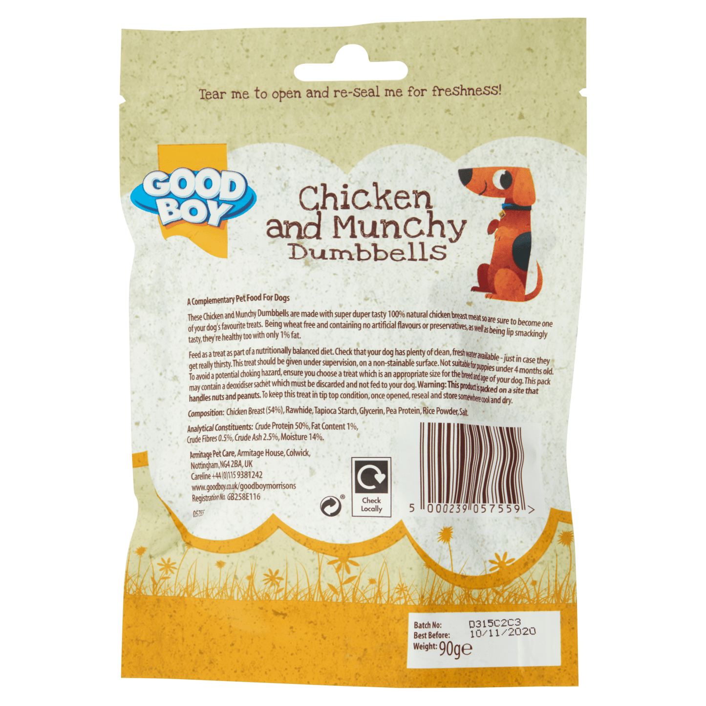 Good Boy Chicken and Munchy Dumbbells 90g - UK Food & Drink - 5000239057559