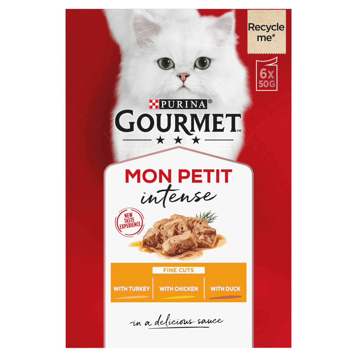 Gourmet Mon Petit Adult Cat Food with Duck, Chicken & Turkey 6 x 50g (300g) - UK Food & Drink - 7613034582324