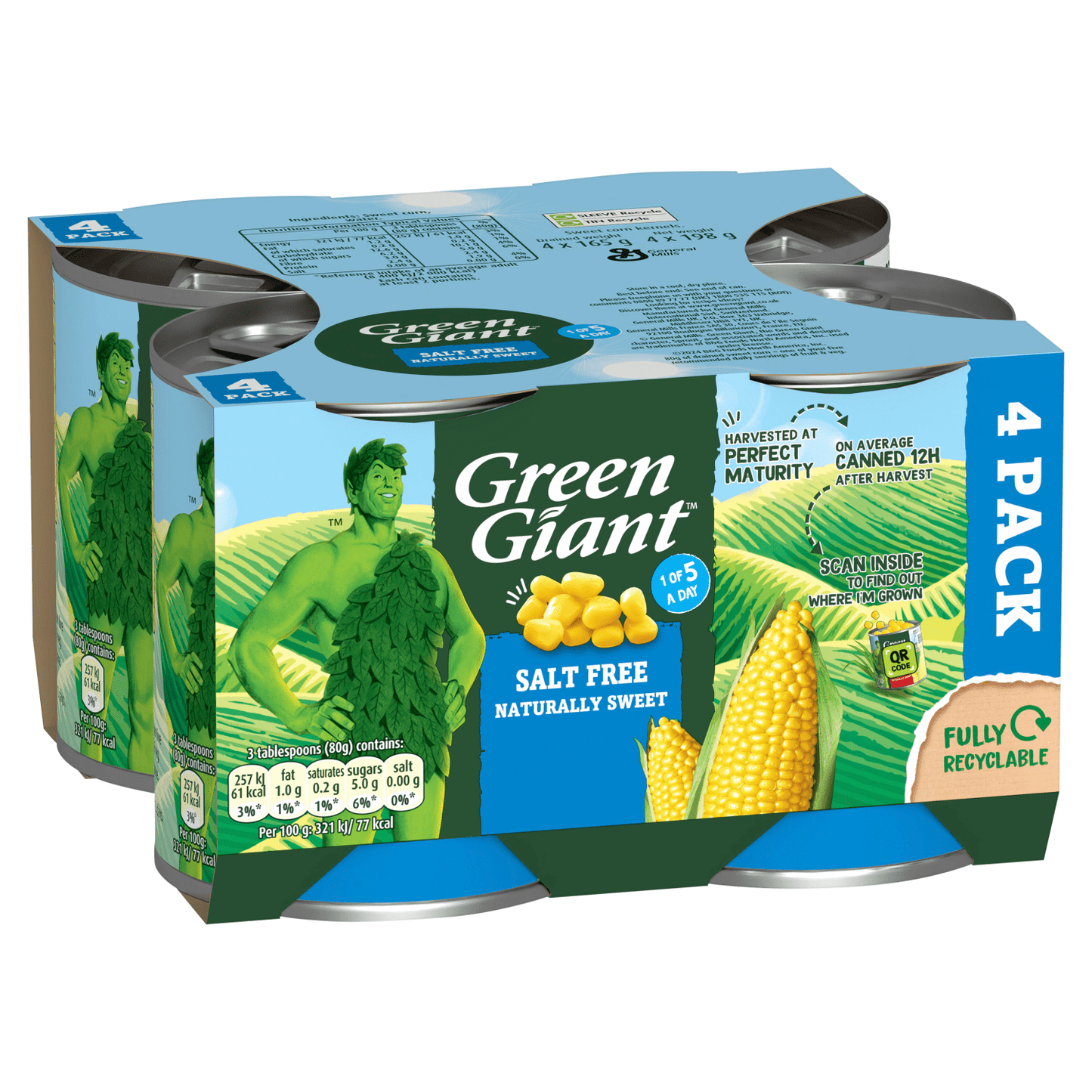 Green Giant Salt Free 4 x 198g - UK Food & Drink - 3254474009336