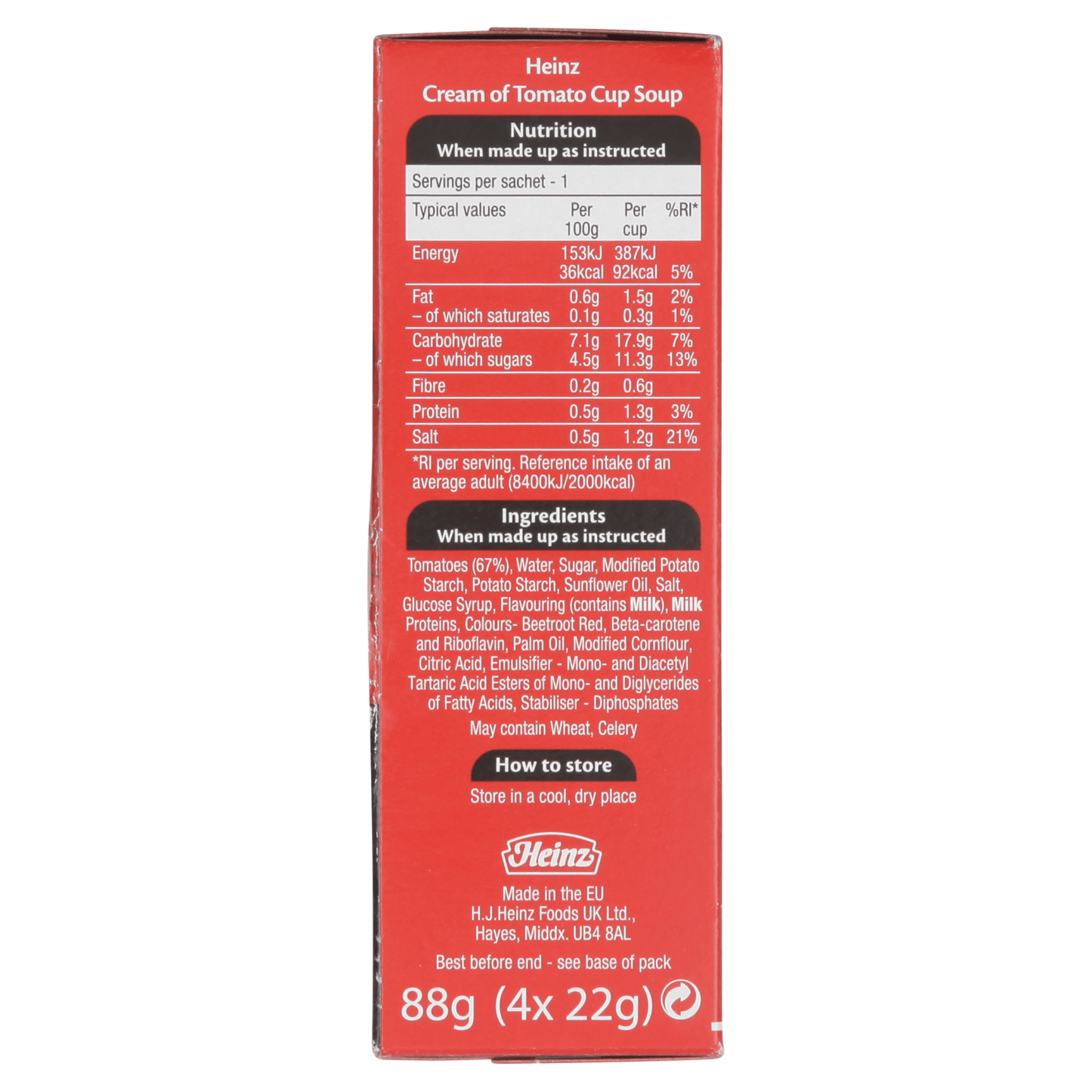 Heinz Classic Cream of Tomato Cup Soup 4 x 22g (88g) - UK Food & Drink - 5000157074829
