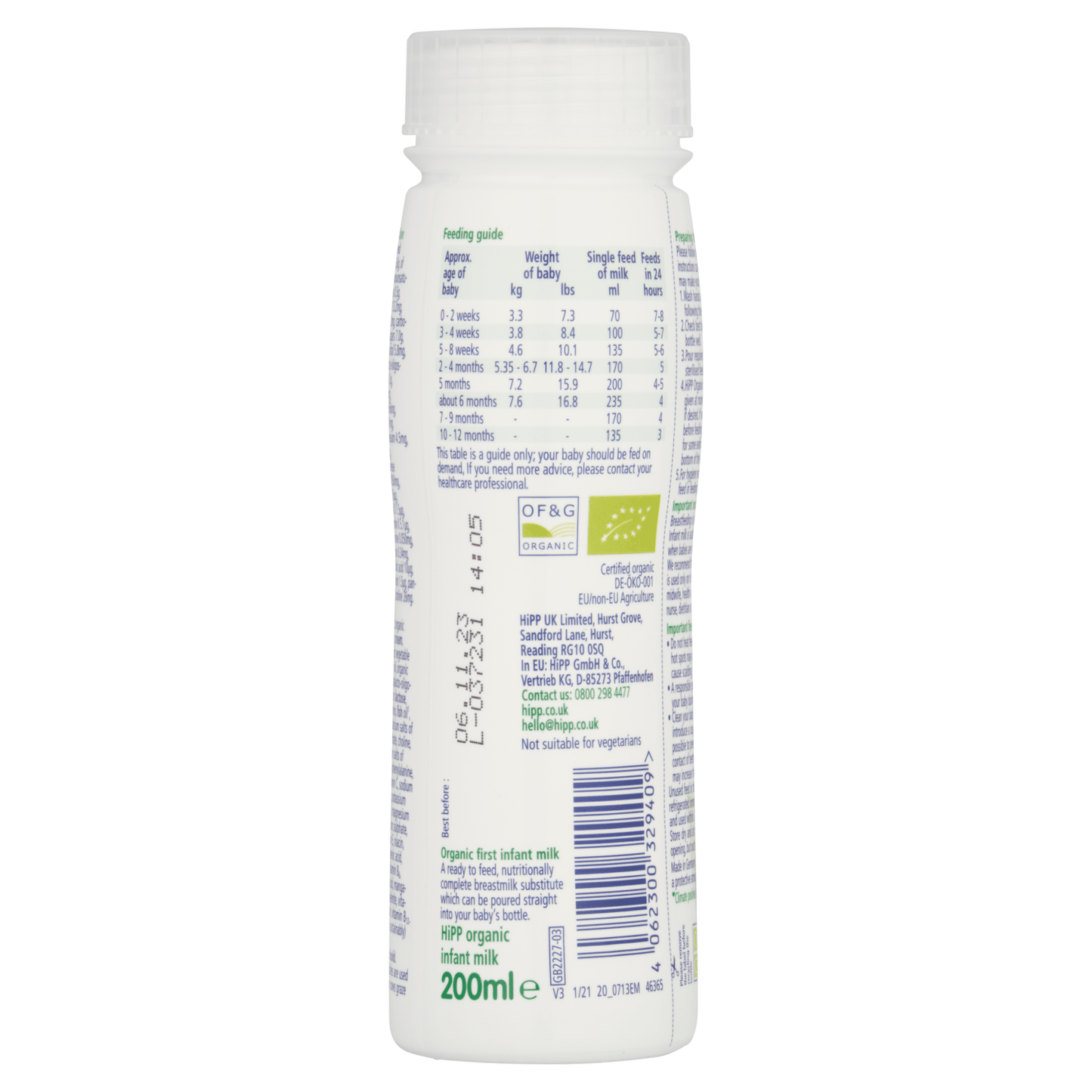 Hipp Combiotic First Infant Milk 1 from Birth Onwards 200ml - UK Food & Drink - 4062300329416