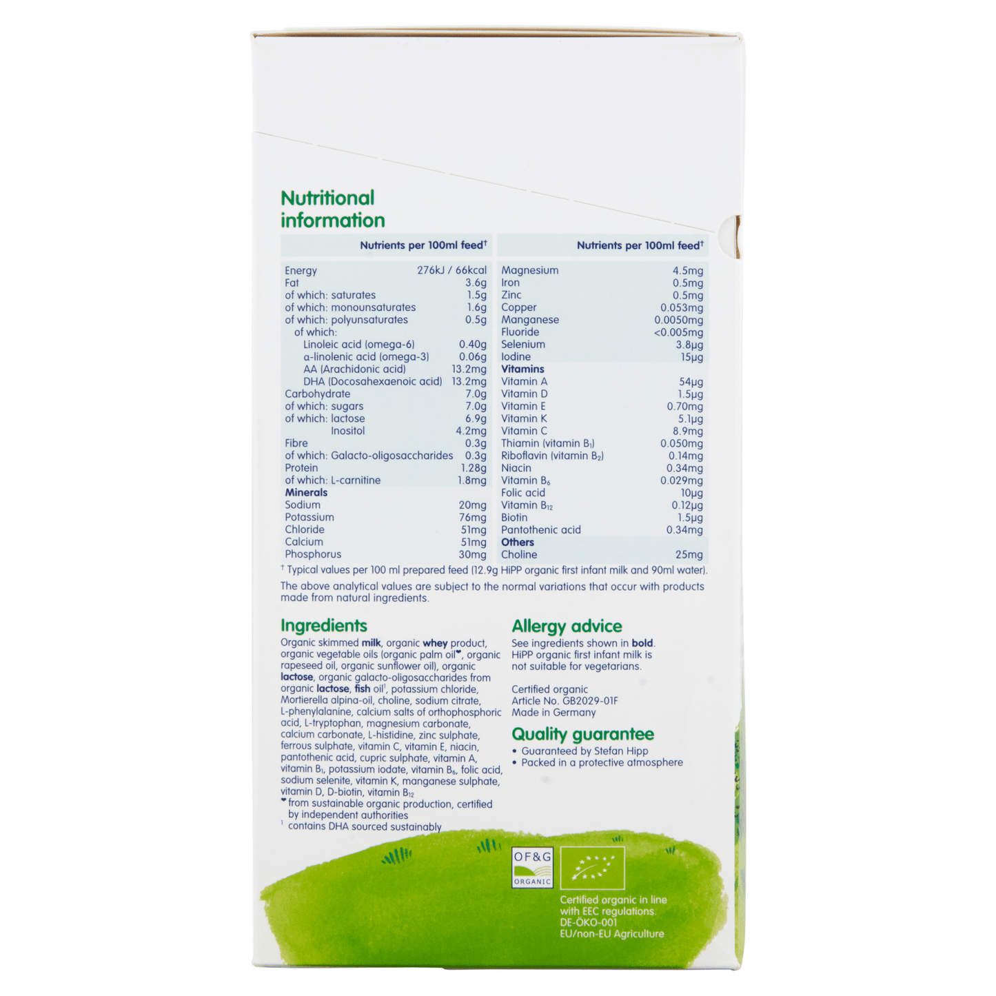 HiPP Organic 1 First Infant Milk from Birth 800g - UK Food & Drink - 4062300139008