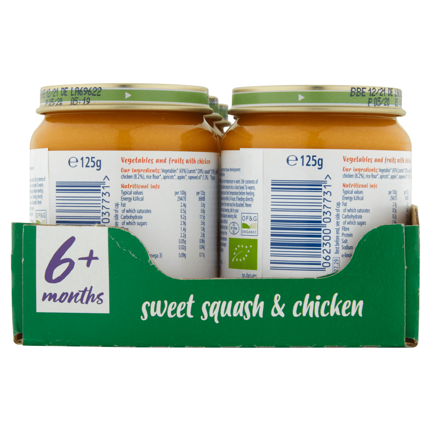 HiPP Organic Sweet Squash & Chicken Baby Food Jar 6+ Months 125g - UK Food & Drink - 4062300037731