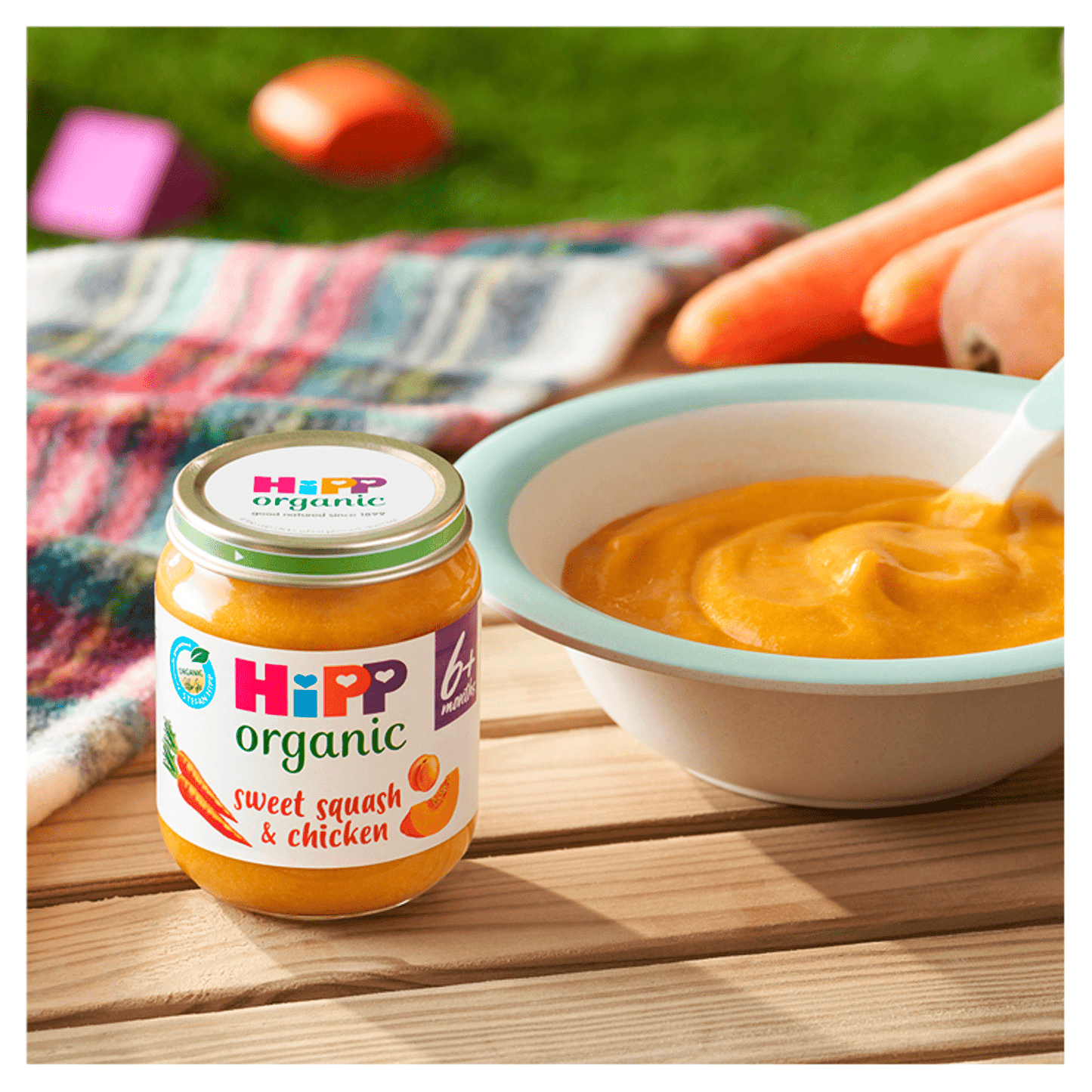 HiPP Organic Sweet Squash & Chicken Baby Food Jar 6+ Months 125g - UK Food & Drink - 4062300037731