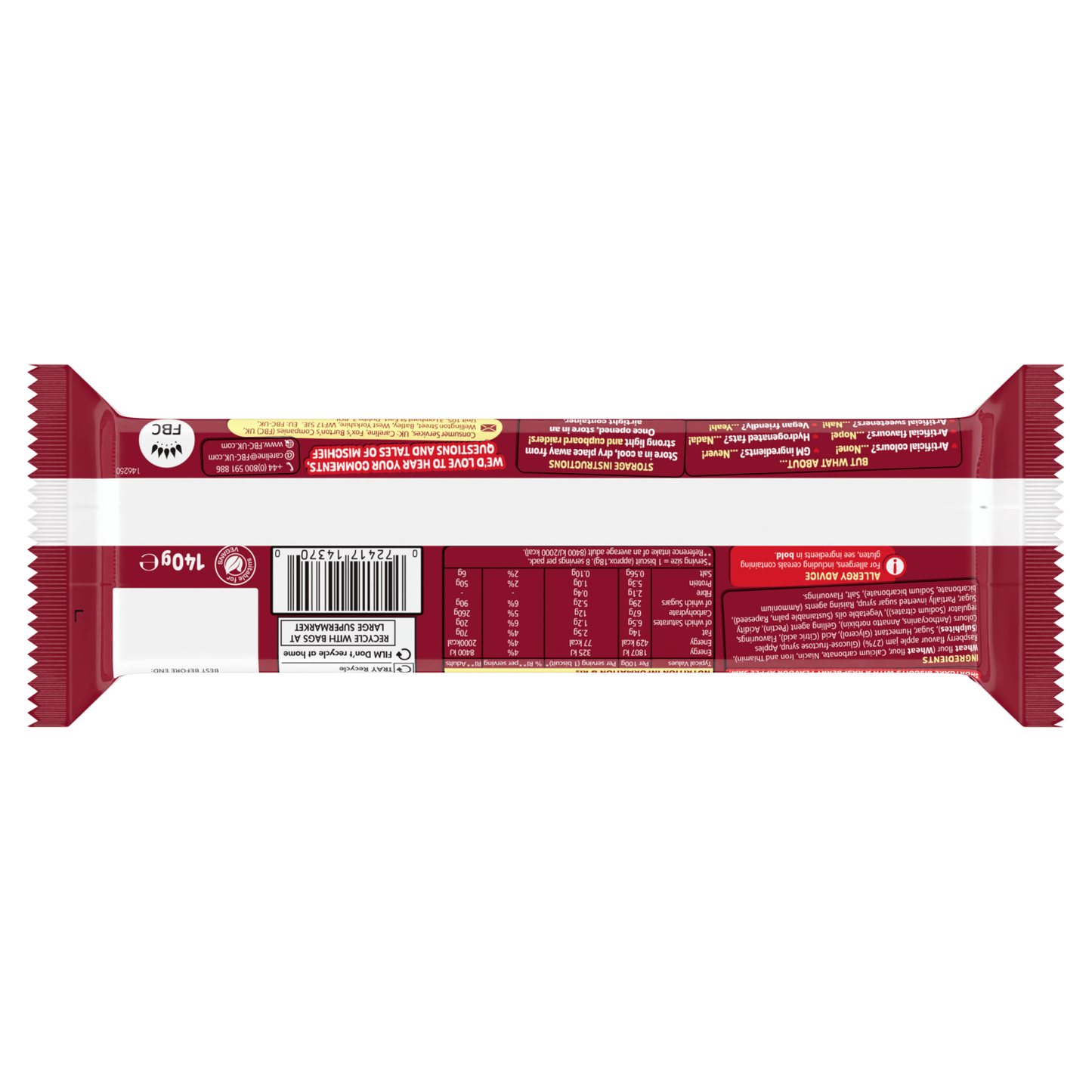 Jammie Dodgers Raspberry Flavour 140g - UK Food & Drink - 72417143700