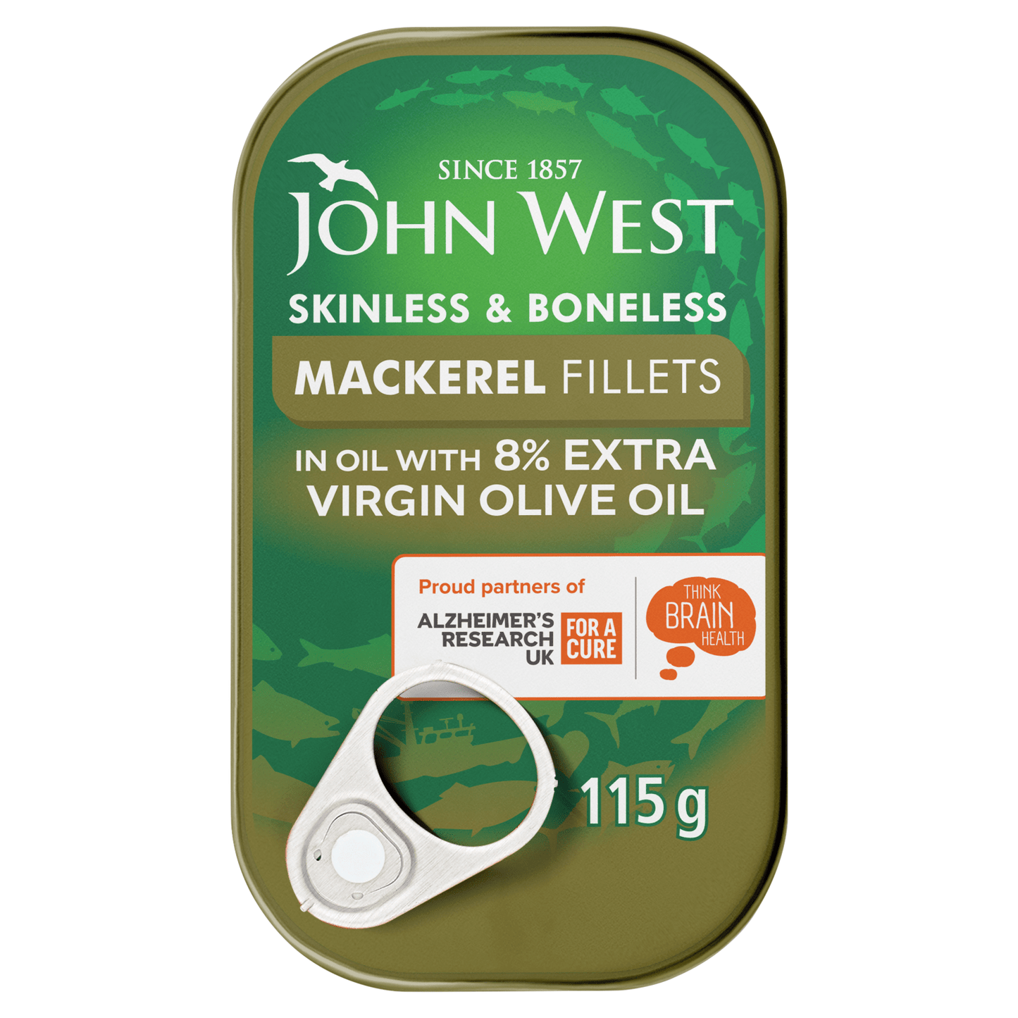 John West Mackerel Fillets in Oil with 8% Extra Virgin Olive Oil 115g - UK Food & Drink - 5000171058485