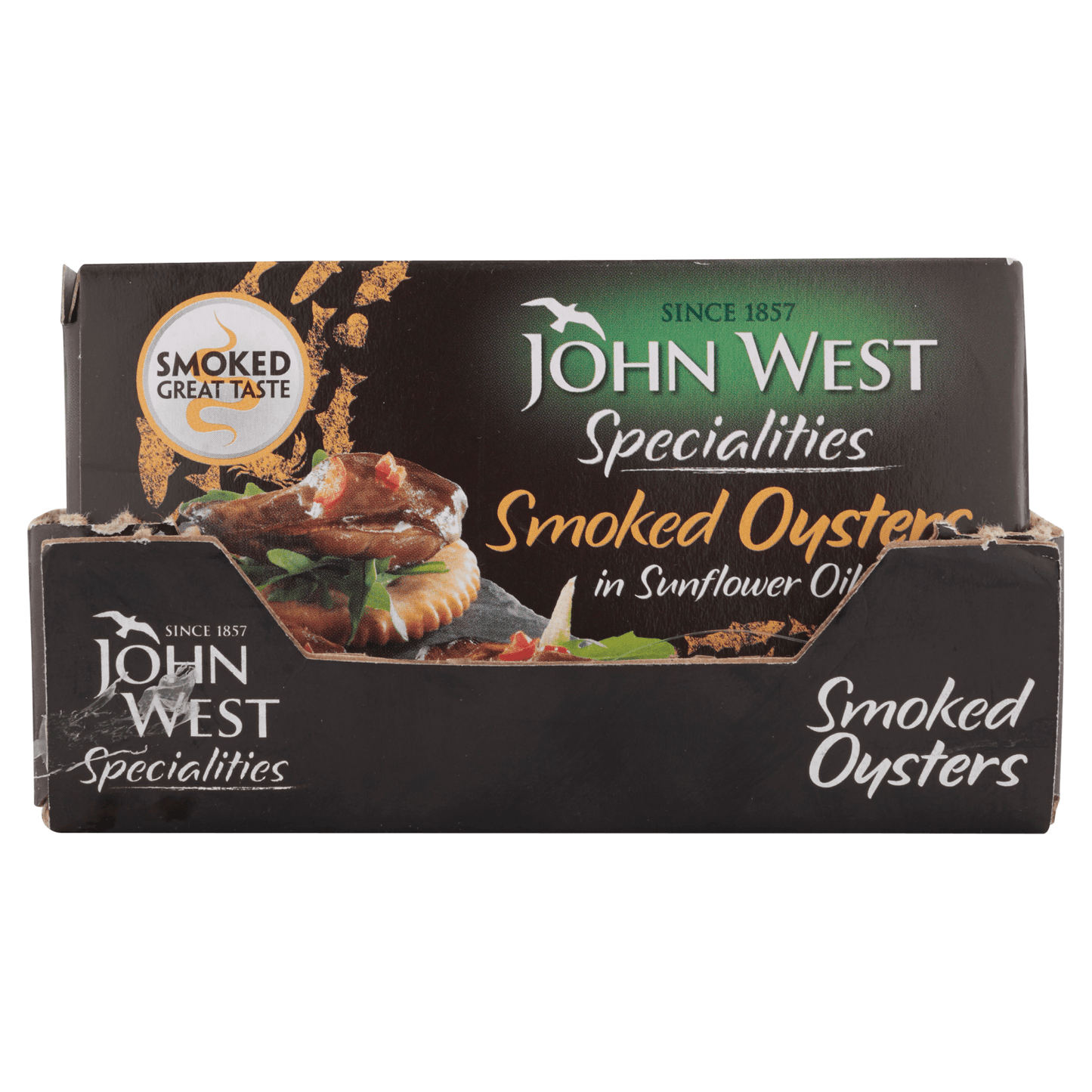 John West Specialities Smoked Oysters in Sunflower Oil 85g - UK Food & Drink - 9300654310953