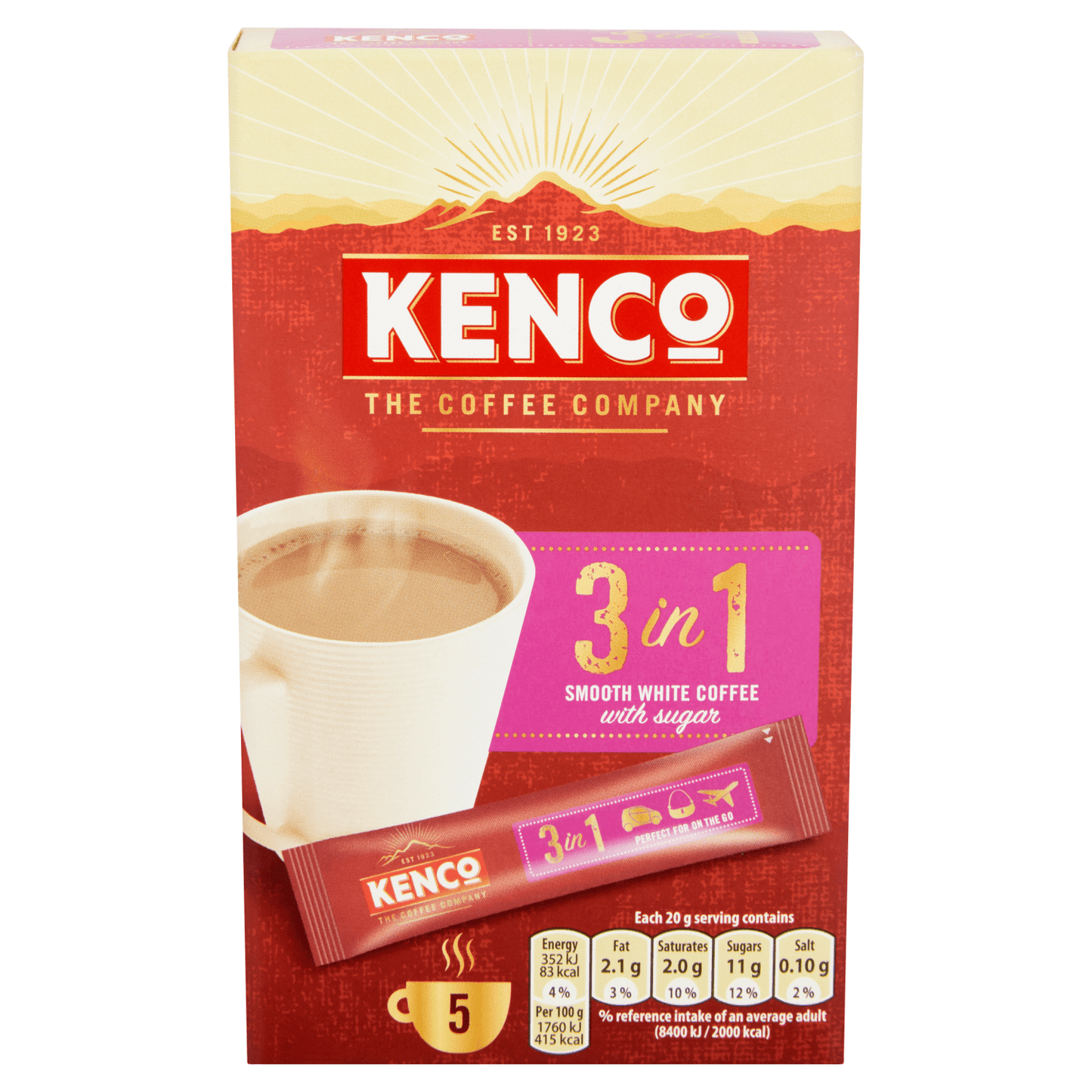 Kenco 3 in 1 Smooth White Instant Coffee with Sugar Sachets x5 - UK Food & Drink - 8711000381830