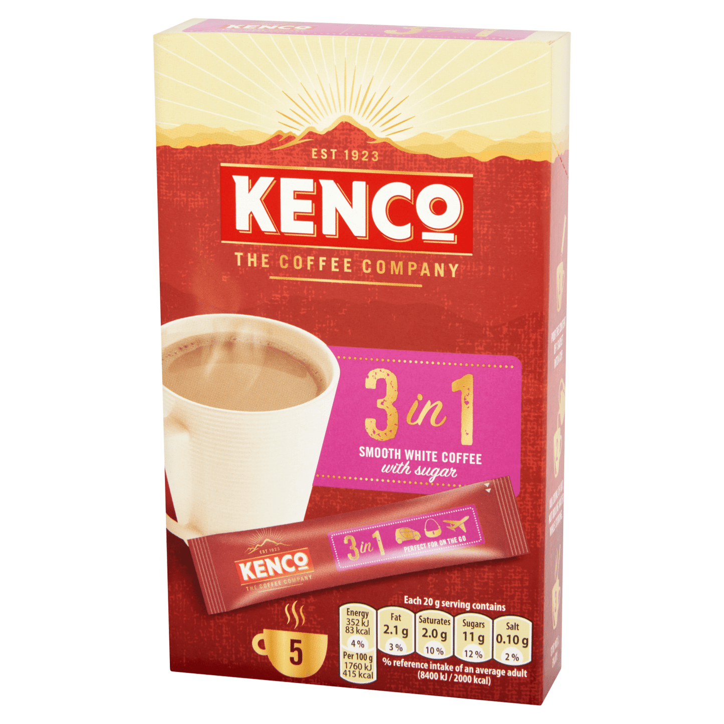 Kenco 3 in 1 Smooth White Instant Coffee with Sugar Sachets x5 - UK Food & Drink - 8711000381830