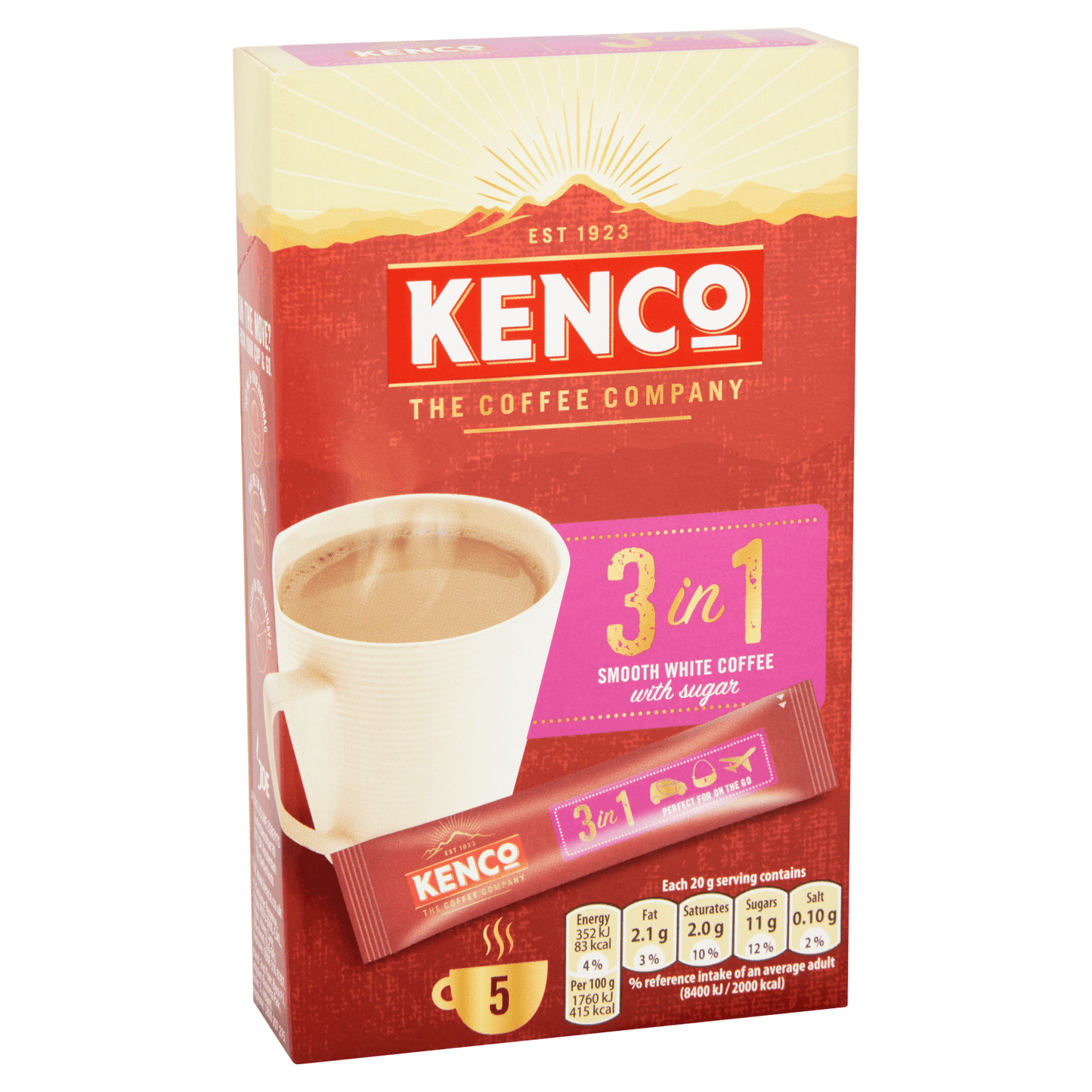 Kenco 3 in 1 Smooth White Instant Coffee with Sugar Sachets x5 - UK Food & Drink - 8711000381830