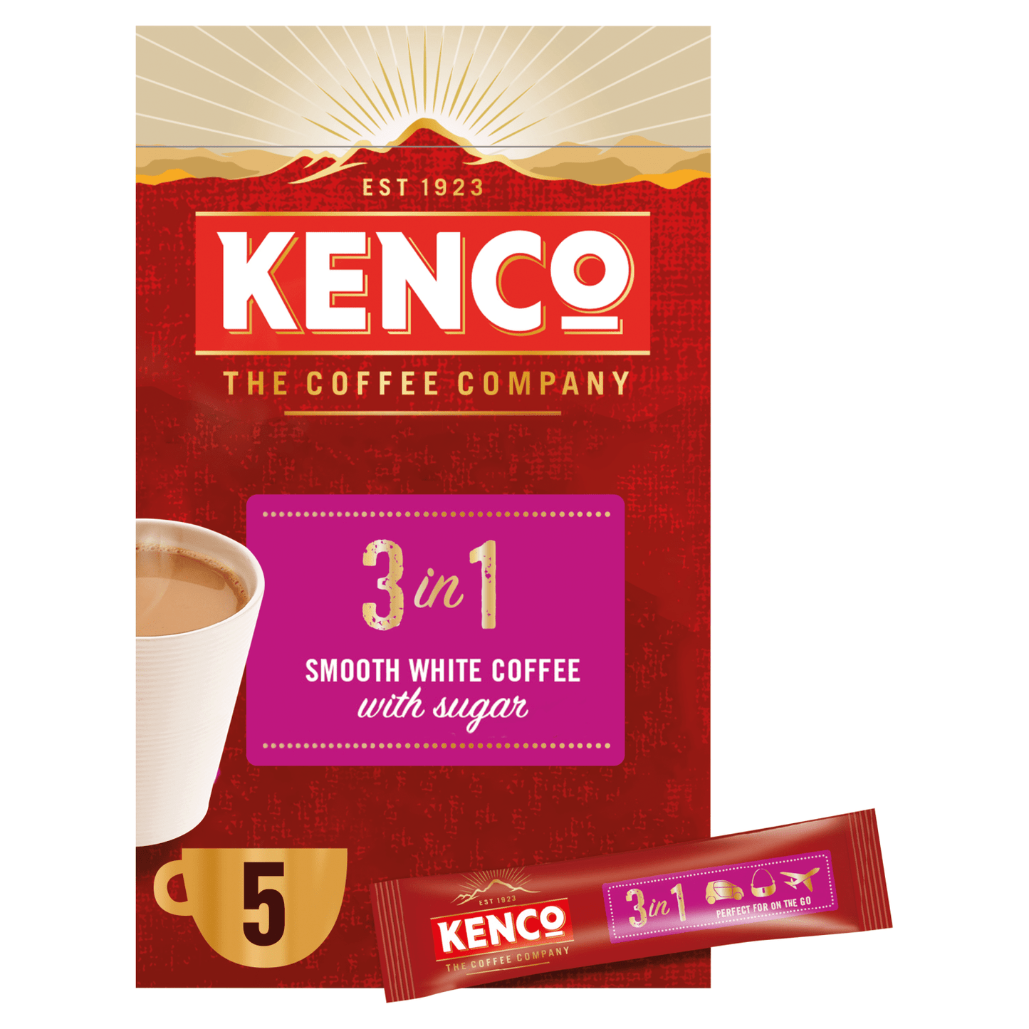 Kenco 3 in 1 Smooth White Instant Coffee with Sugar Sachets x5 - UK Food & Drink - 8711000381830