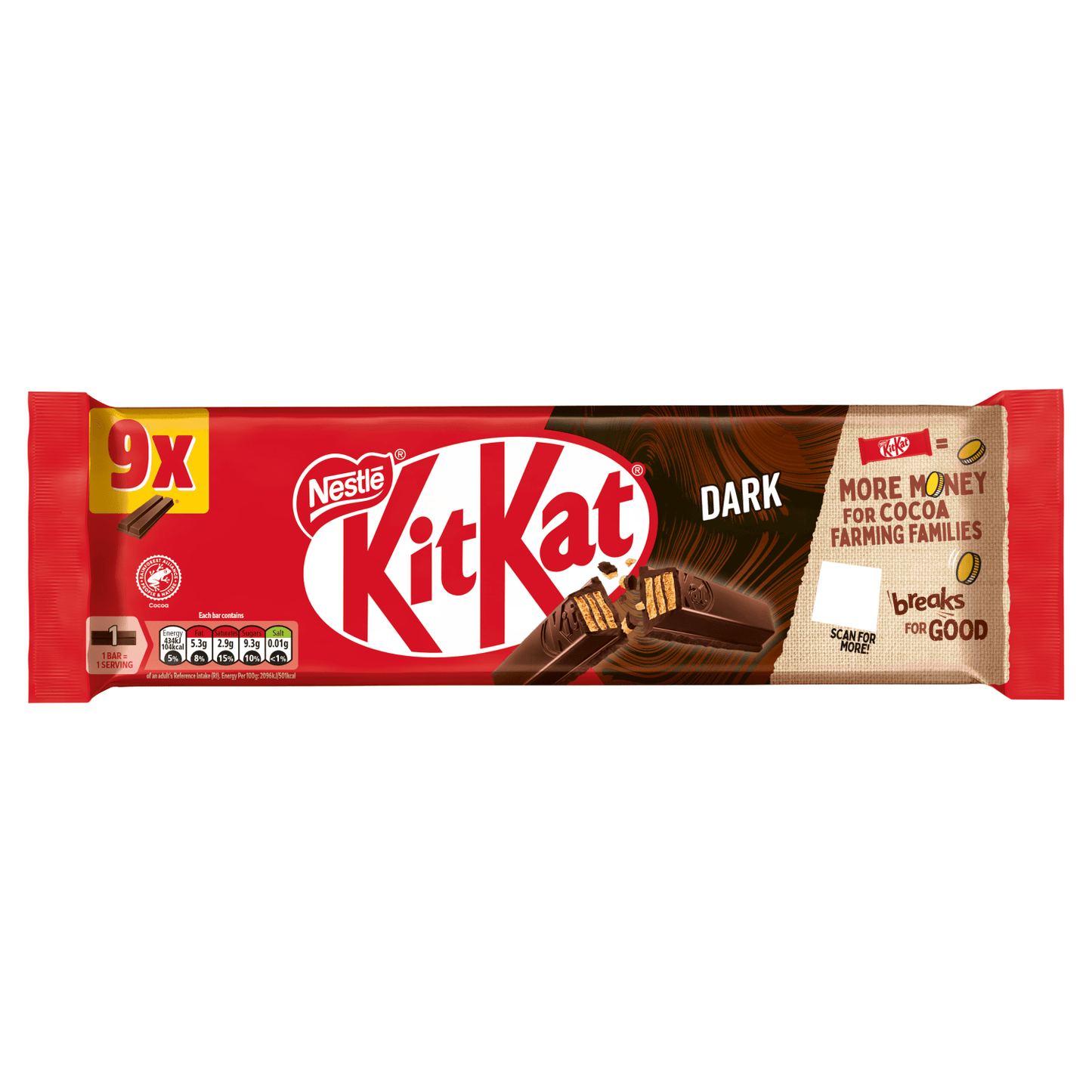 KitKat 2 Finger Dark 9 x 20.7g (186.3g) - UK Food & Drink - 7613036099387