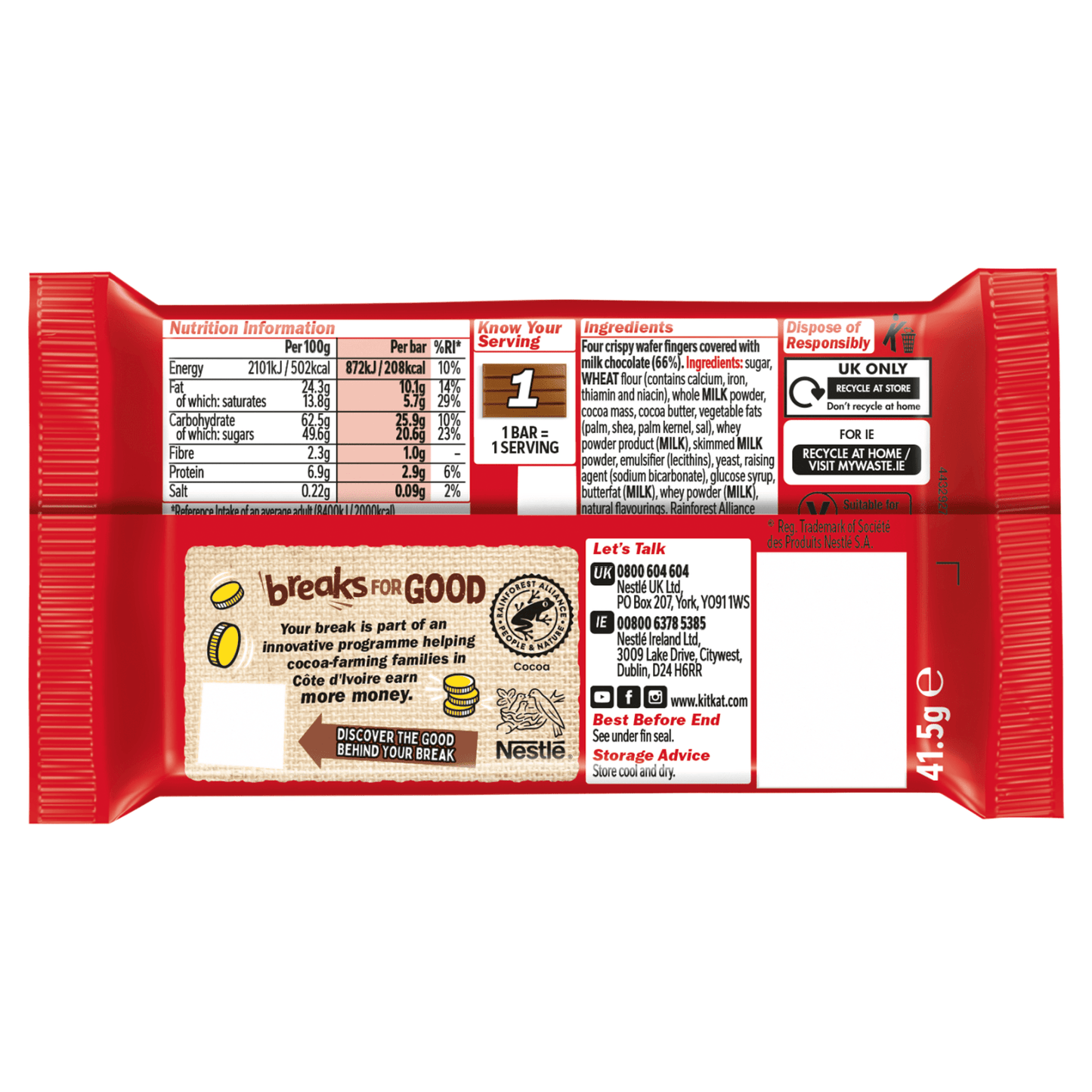 KitKat 41.5g - UK Food & Drink - 7613035220065