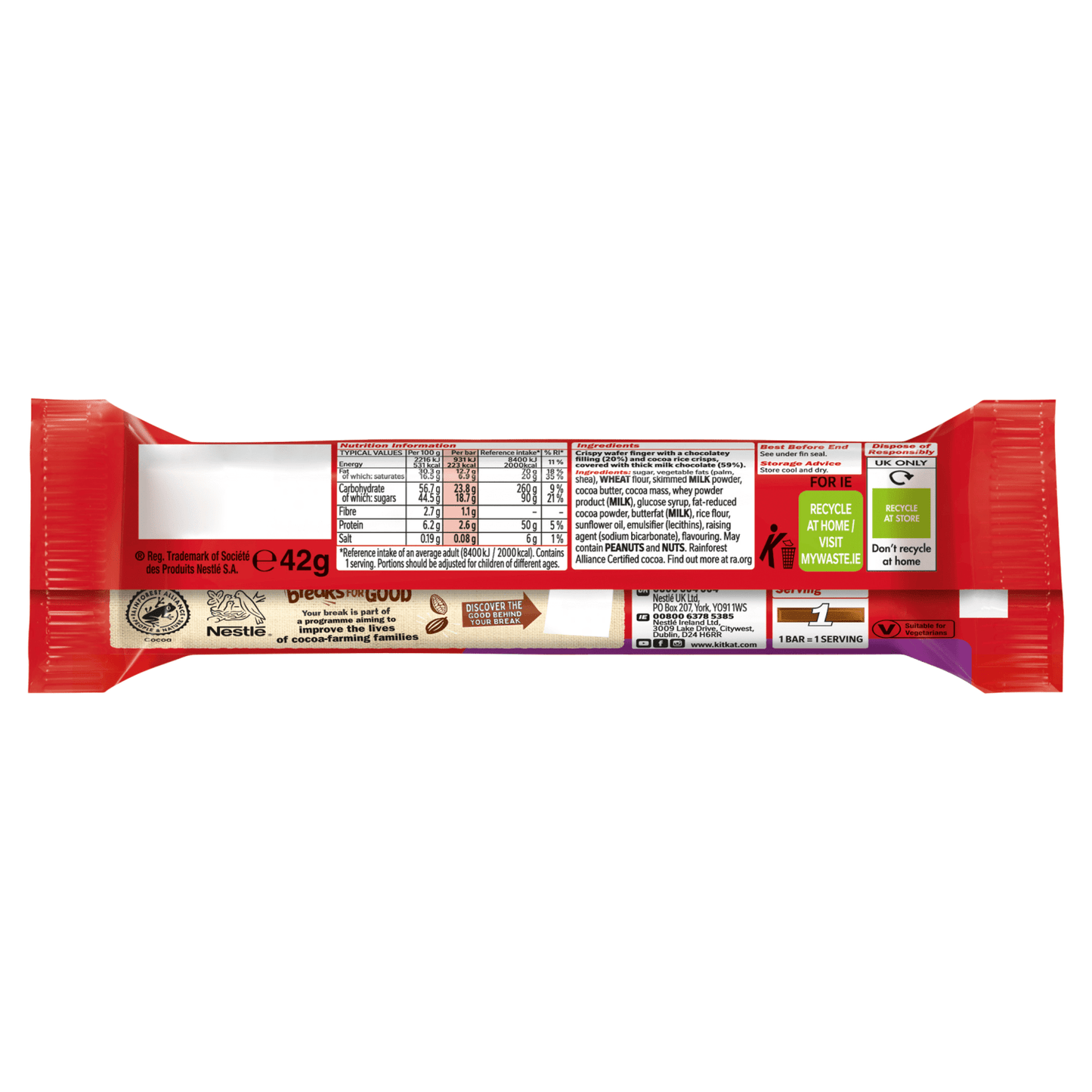 KitKat Chunky Crunchy Double Choc 42g - UK Food & Drink - 3800020492529