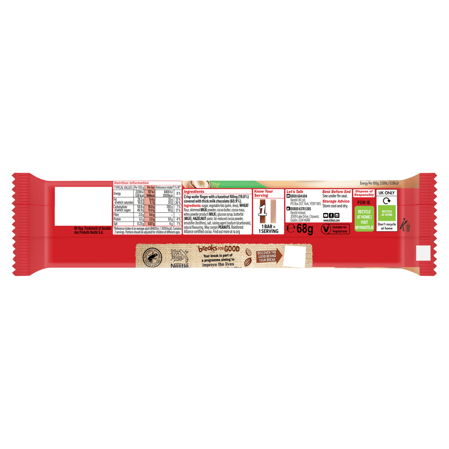 Kitkat Chunky Hazelnut Cream Duo 68g - UK Food & Drink - 3800020441749