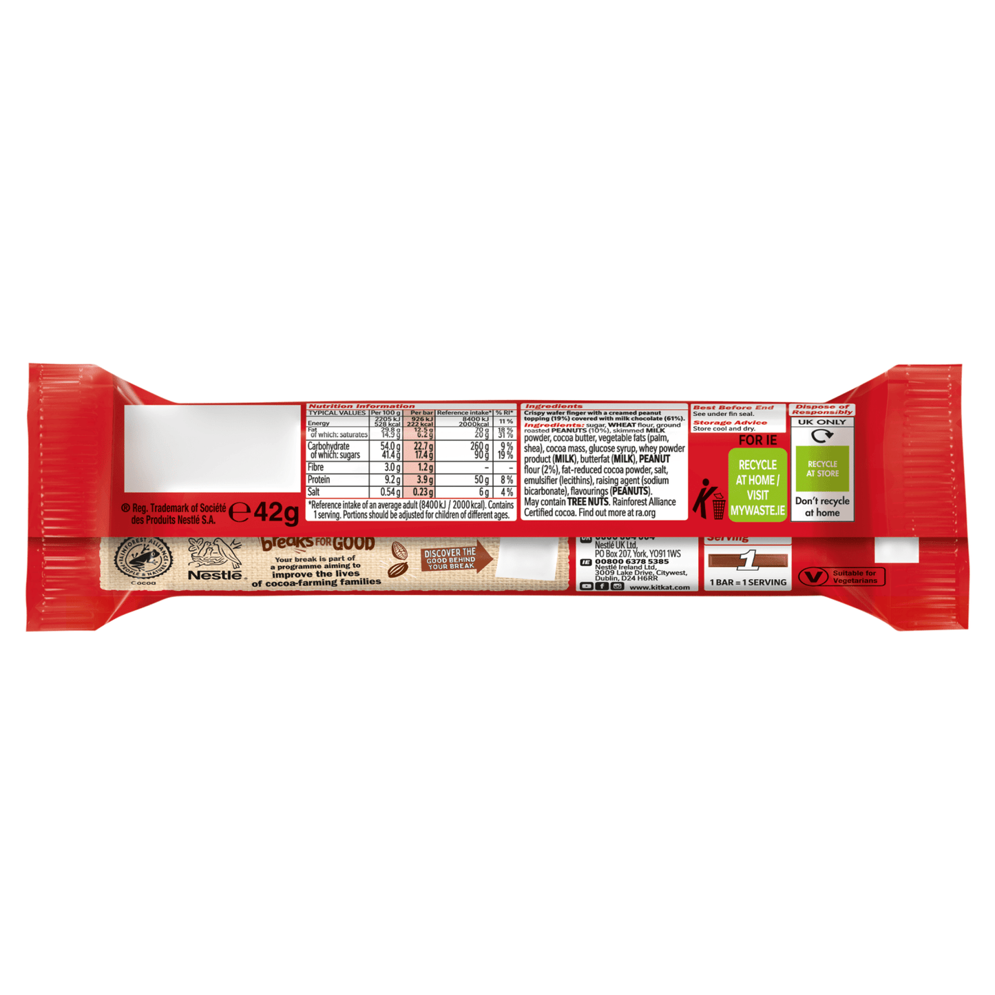 KitKat Chunky Peanut Butter Chocolate Bar 42g - UK Food & Drink - 3800020415009