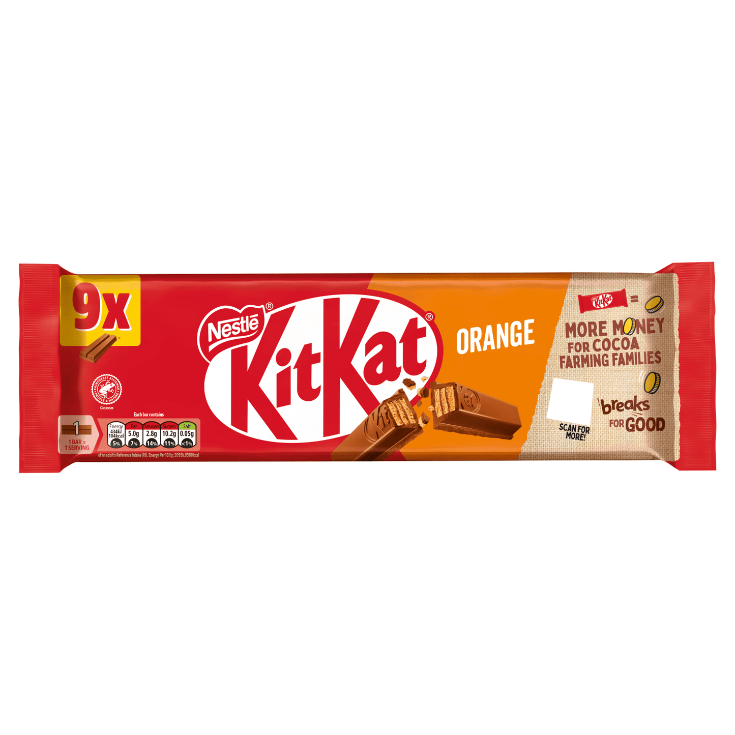 KitKat Finger Orange Chocolate Biscuit Bar 9 x 20.7g (186.3g) - UK Food & Drink - 7613036099325
