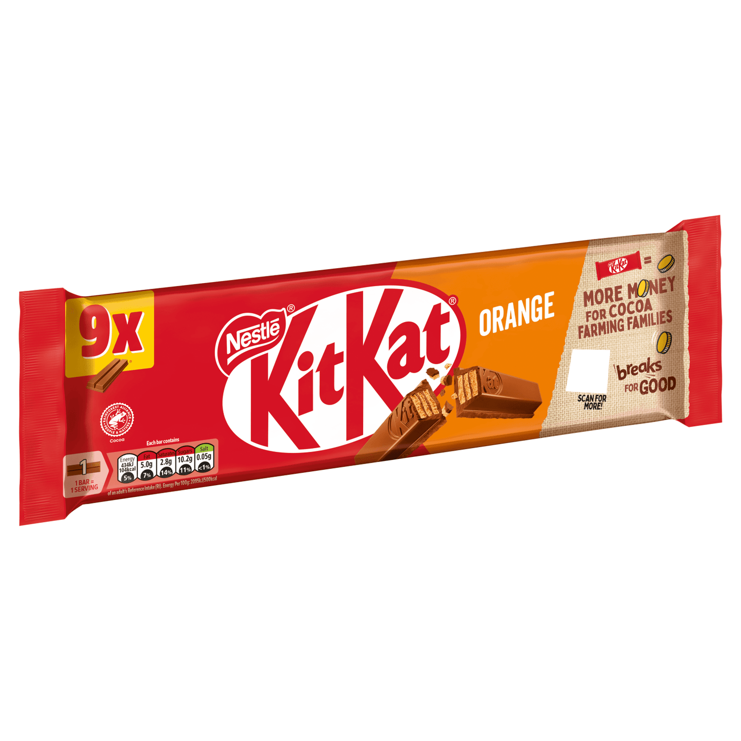 KitKat Finger Orange Chocolate Biscuit Bar 9 x 20.7g (186.3g) - UK Food & Drink - 7613036099325