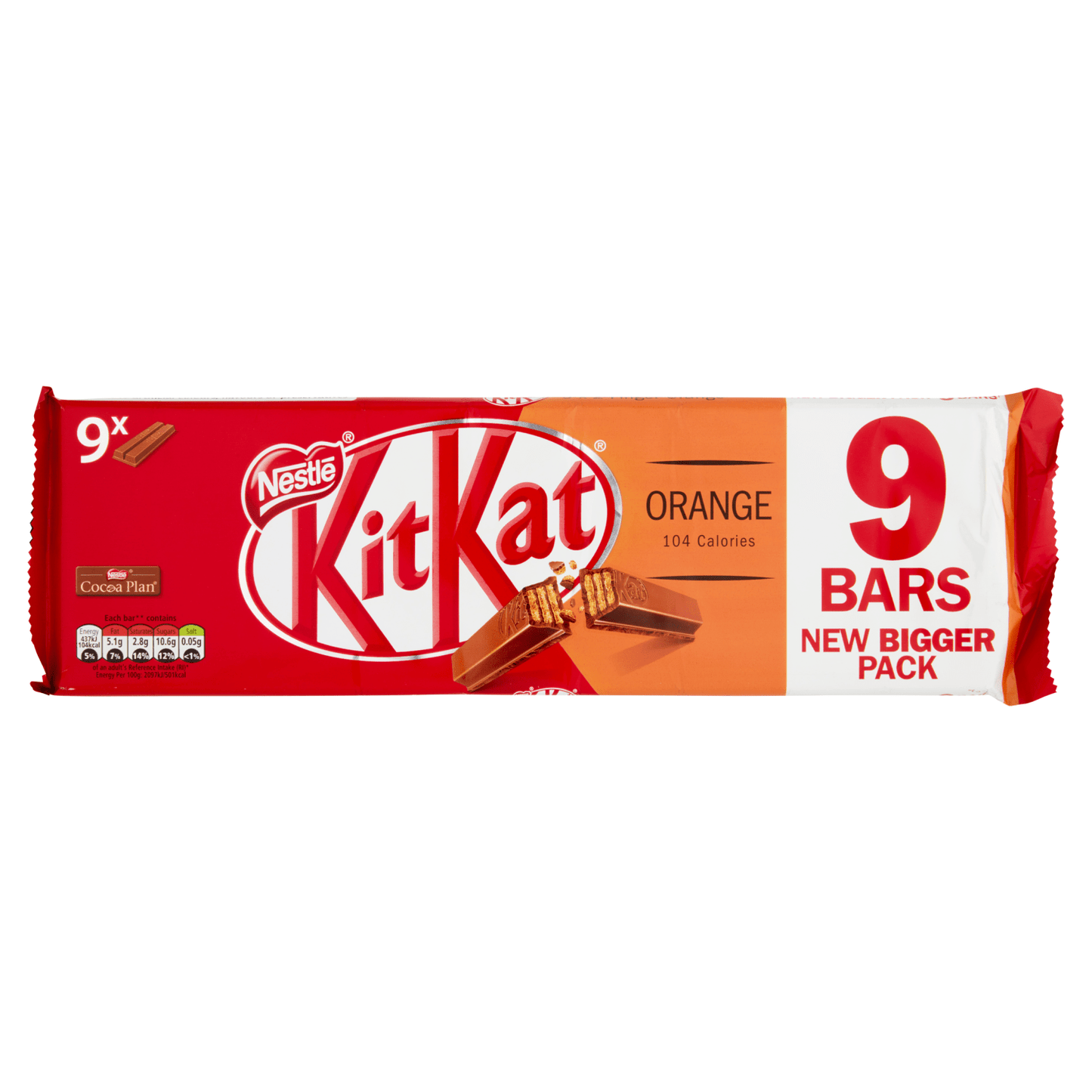 KitKat Finger Orange Chocolate Biscuit Bar 9 x 20.7g (186.3g) - UK Food & Drink - 7613036099325