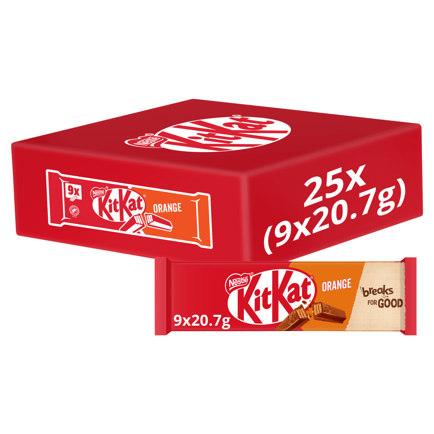 KitKat Finger Orange Chocolate Biscuit Bar 9 x 20.7g (186.3g) - UK Food & Drink - 7613036099325