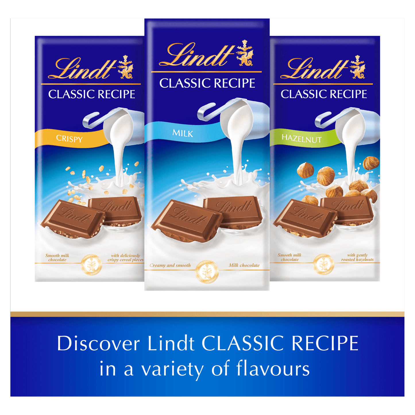 Lindt Classic Recipe Milk Hazelnut Chocolate Bar 100g - UK Food & Drink - 3046920021890