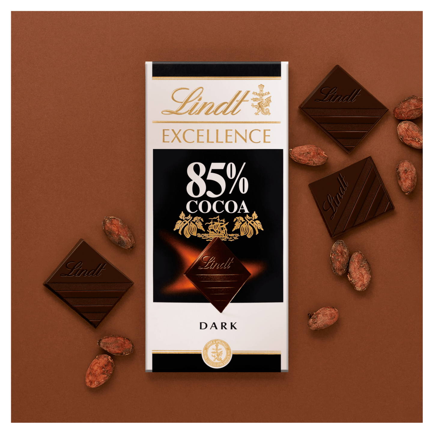 Lindt Excellence Dark 85% Cocoa Chocolate Bar 100g - UK Food & Drink - 3046920028363
