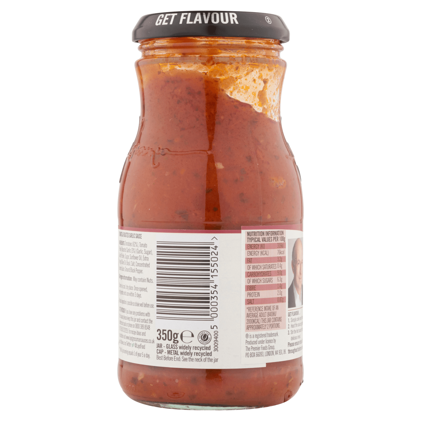 Loyd Grossman Tomato & Roasted Garlic Pasta Sauce 350g - UK Food & Drink - 5000354155024