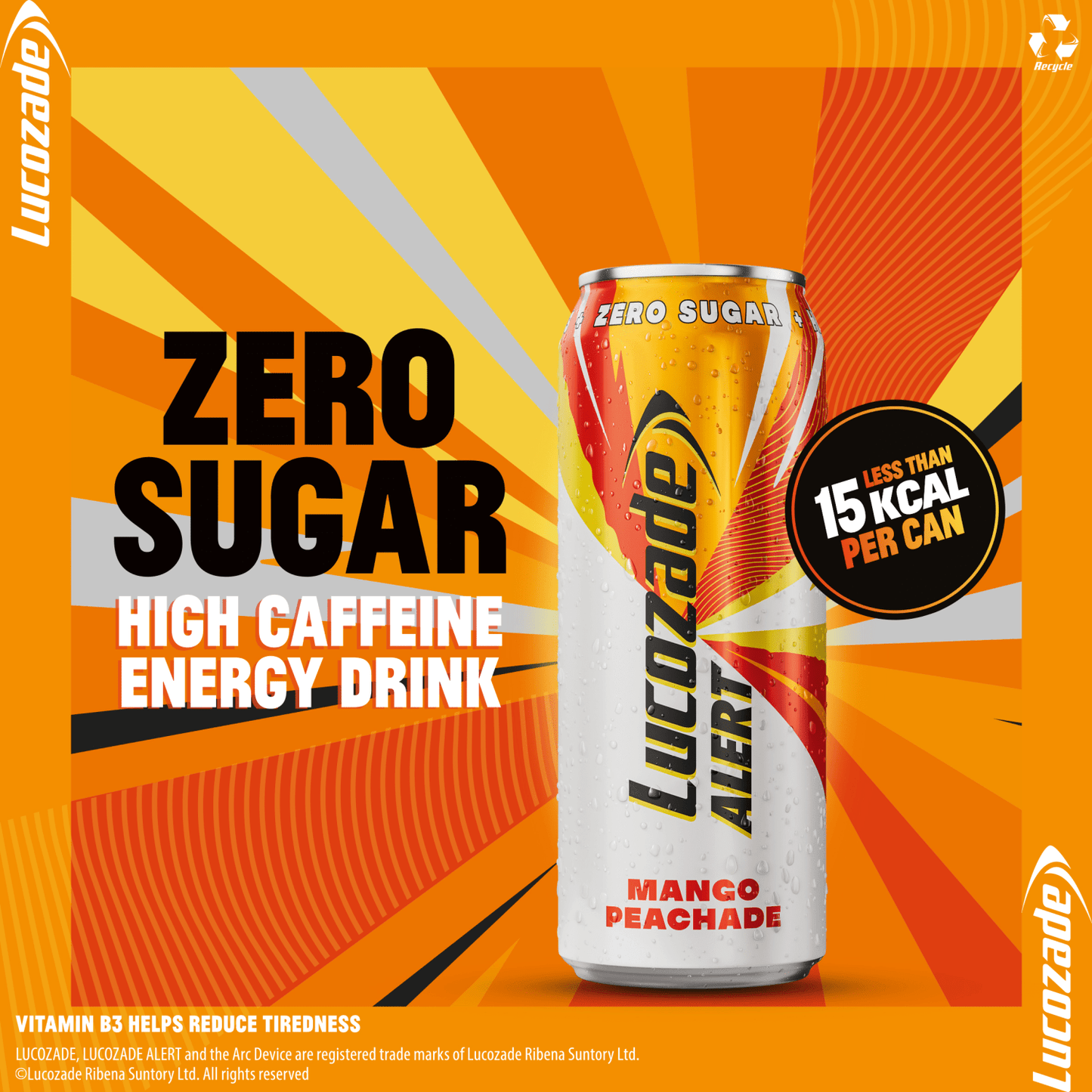Lucozade Alert Zero Mango & Peach Caffeine Energy Drink 500ml £1 PMP - UK Food & Drink - 5054267013810