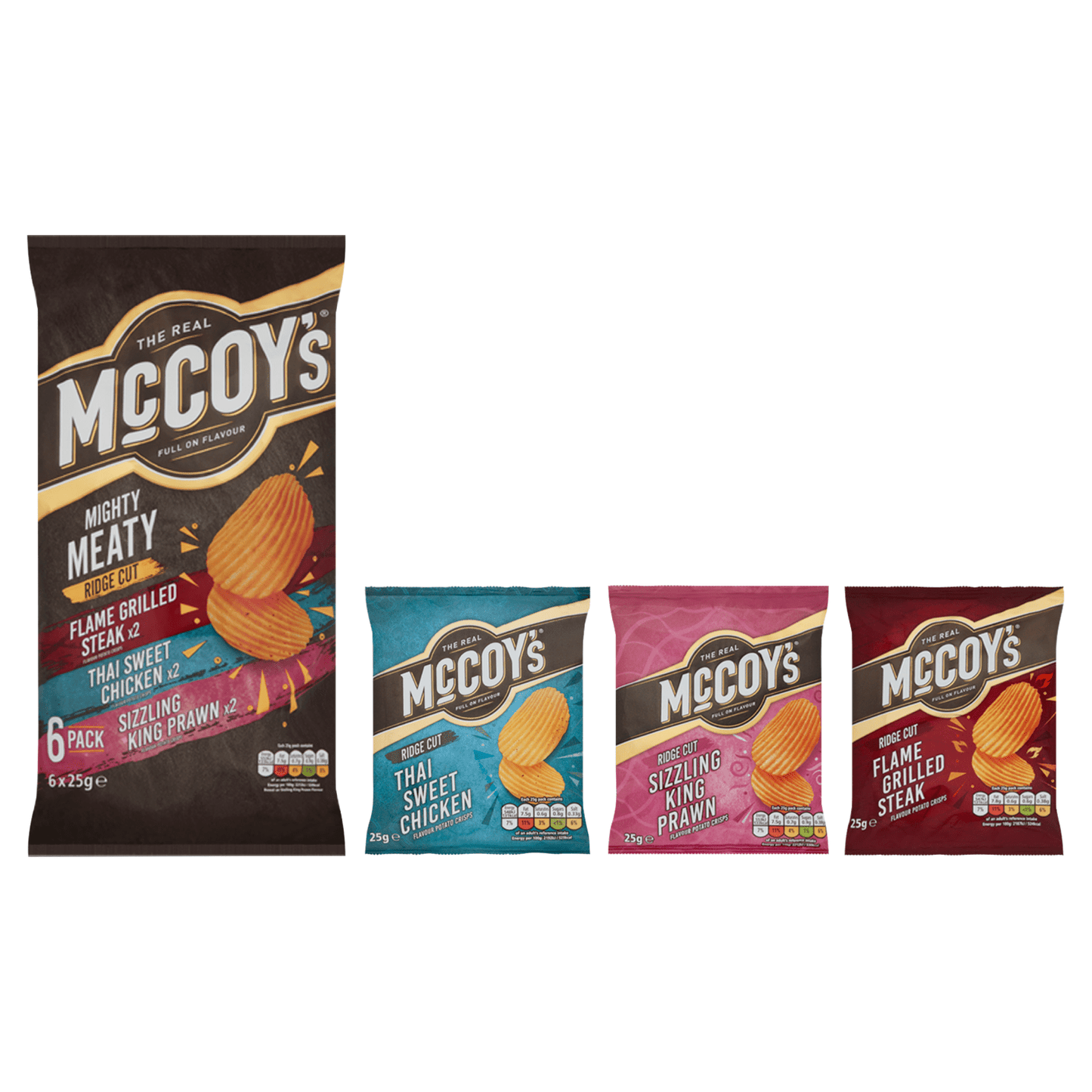 McCoy's Mighty Meaty Ridge Cut 6 x 25g - UK Food & Drink - 5000237130070