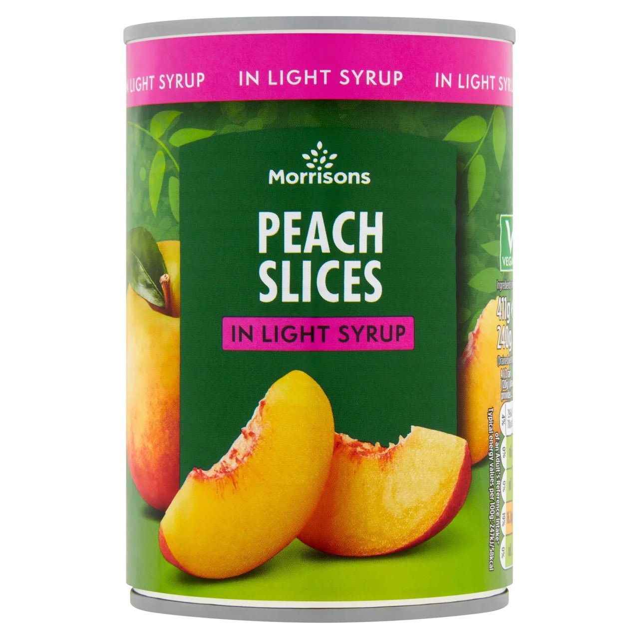 Morrisons Peach Slices In Light Syrup 411g - UK Food & Drink - 5010525105109