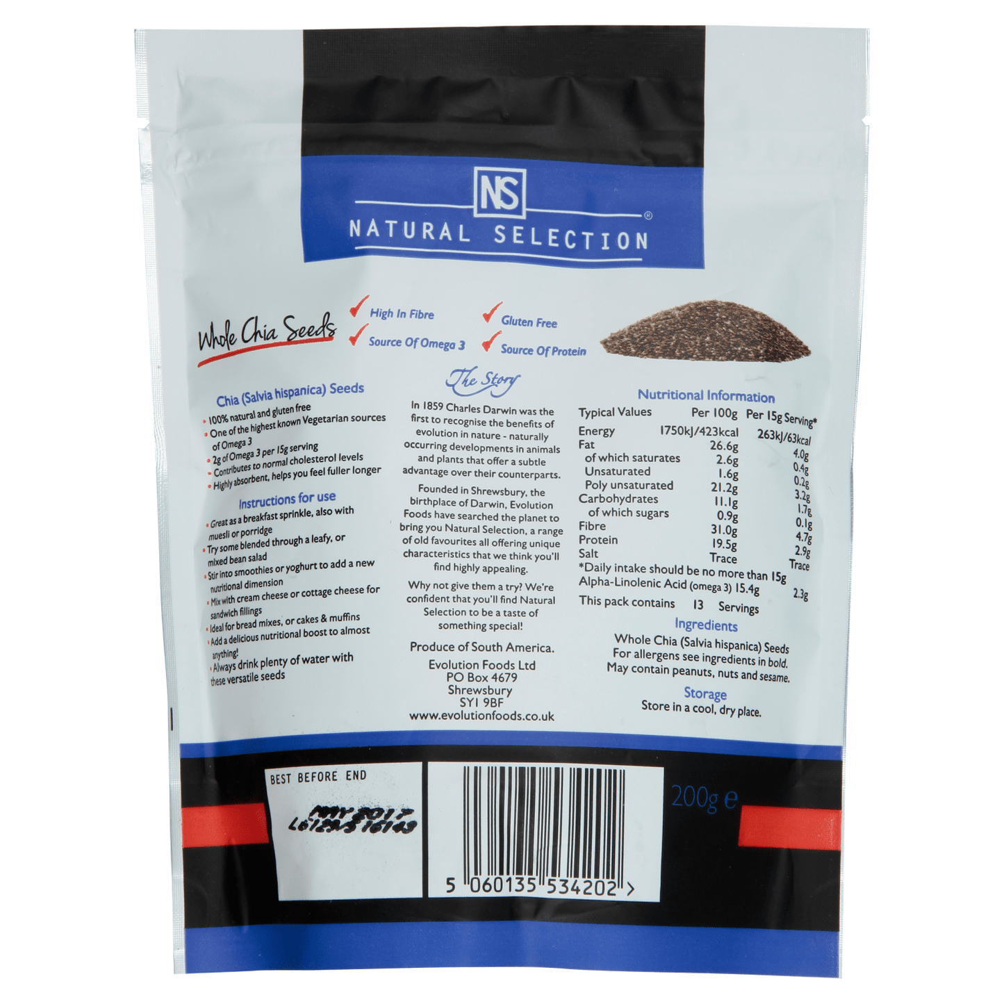 Natural Selection Whole Chia Seeds 200g - UK Food & Drink - 5060135534202