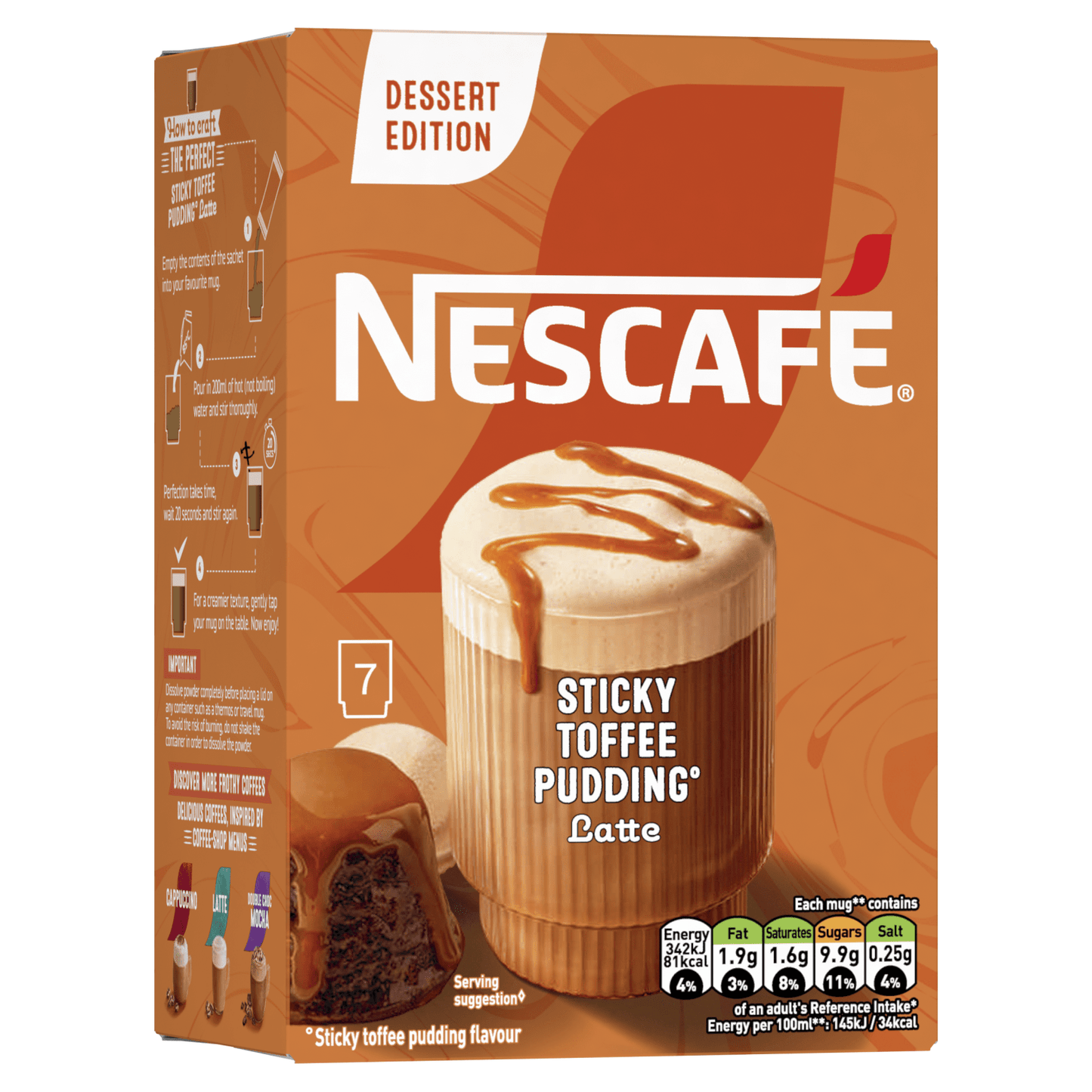 Nescafé Dessert Edition Sticky Toffee Pudding Latte 7 x 20g (140g) - UK Food & Drink - 8445290771414