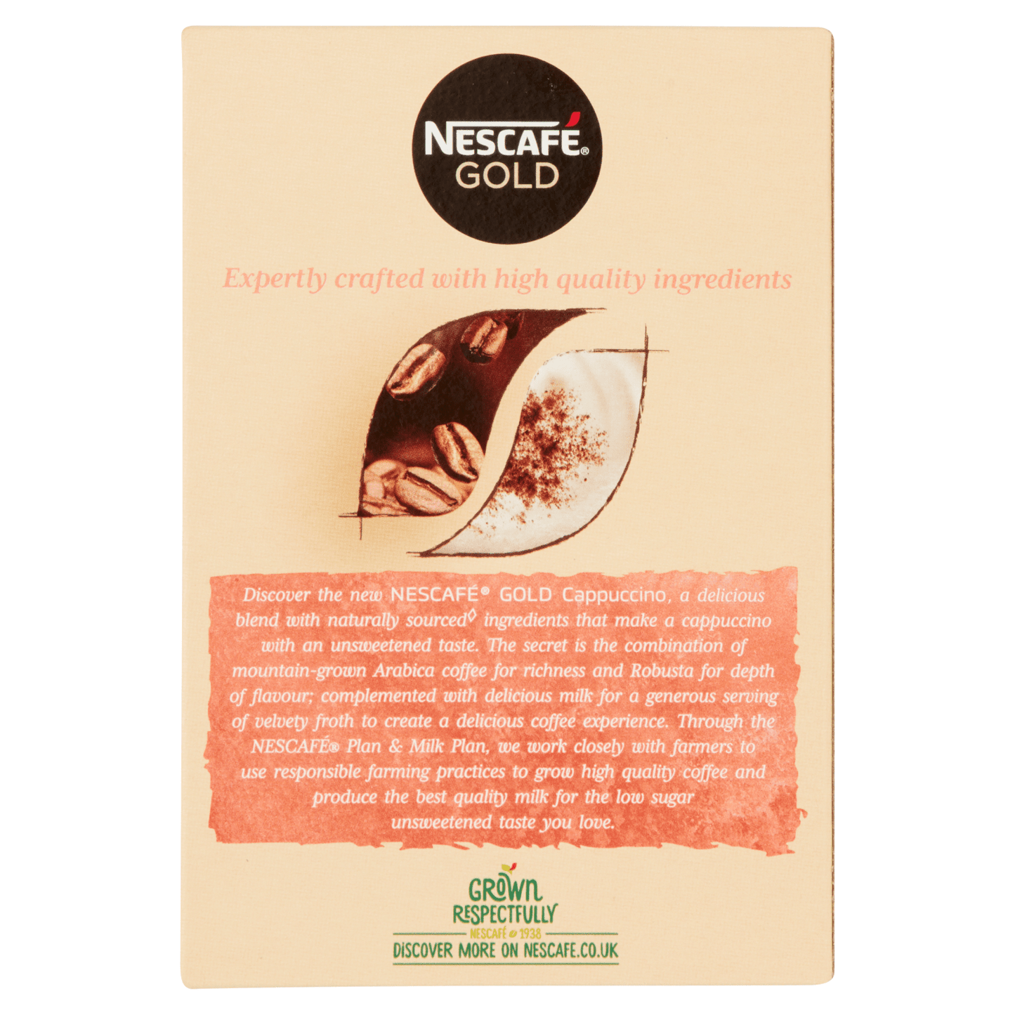 Nescafe Gold Cappuccino Unsweetened Taste Instant Coffee 8 x 14.2g (113.6g) - UK Food & Drink - 7613036002455