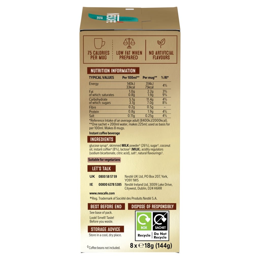 Nescafé Latte 8 x 18g (144g) - UK Food & Drink - 8445291271470