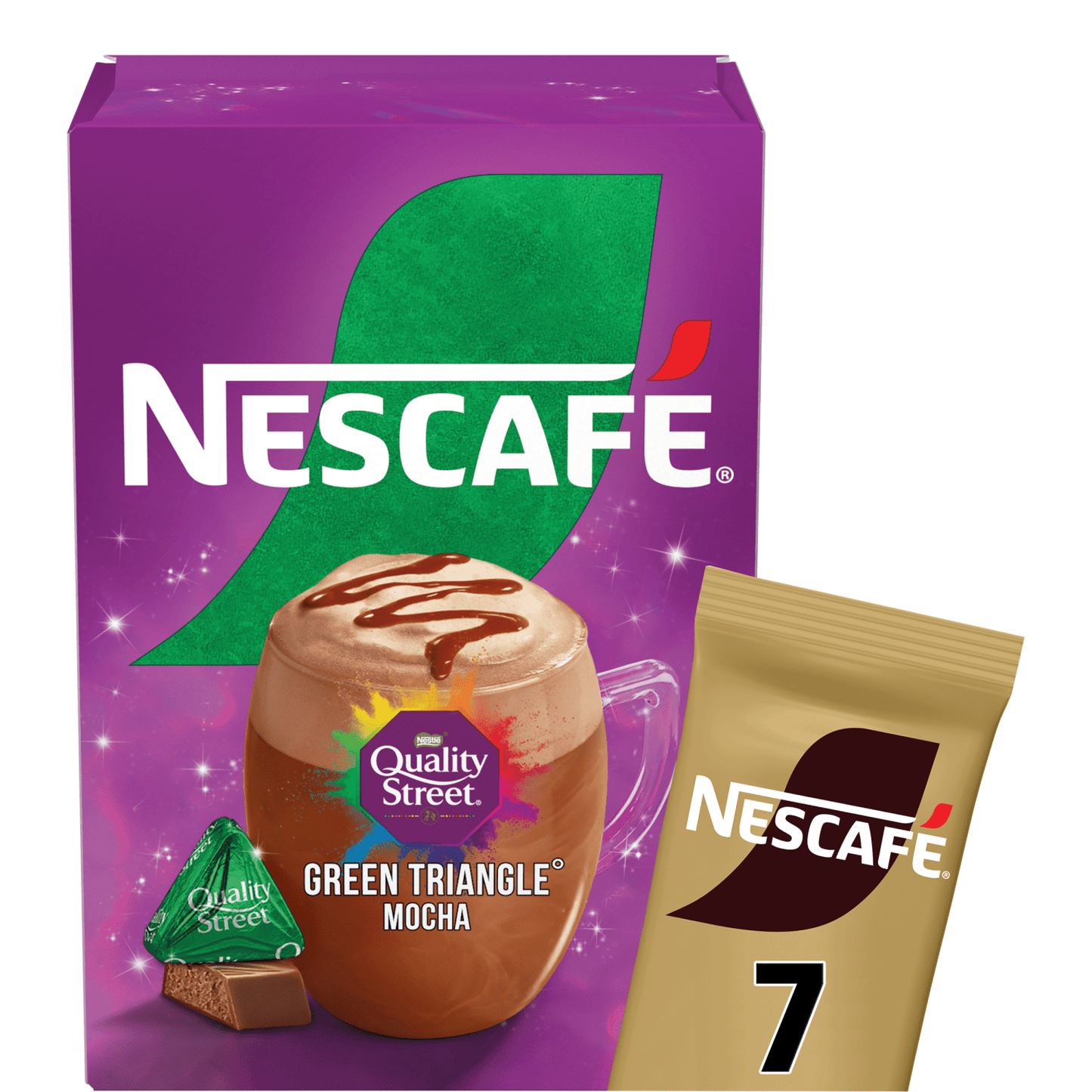 Nescafé Quality Street Green Triangle Hazelnut Flavour Mocha 7 x 19g (133g) - UK Food & Drink - 8445291157736