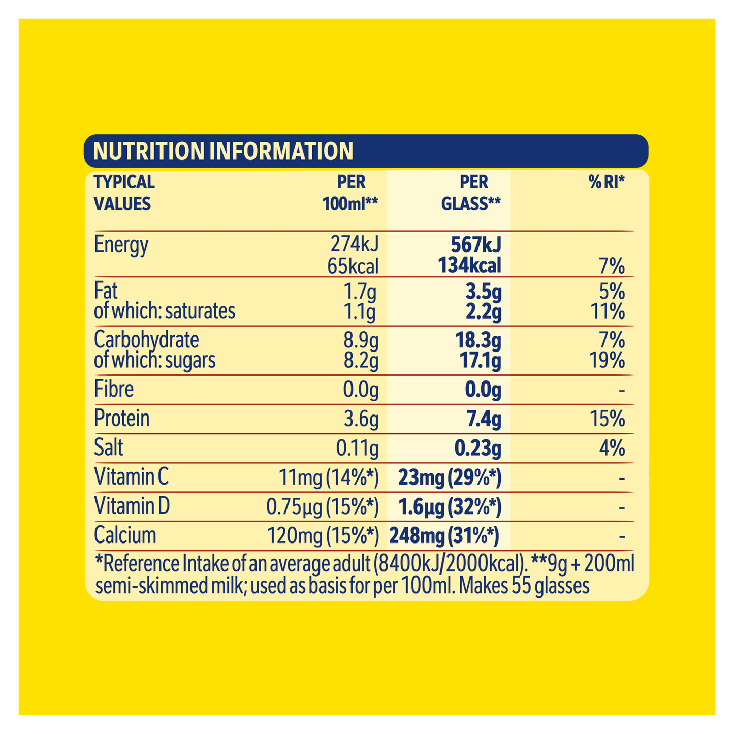 Nesquik® Banana Milkshake Powder 500g Tub - UK Food & Drink - 8445290293312