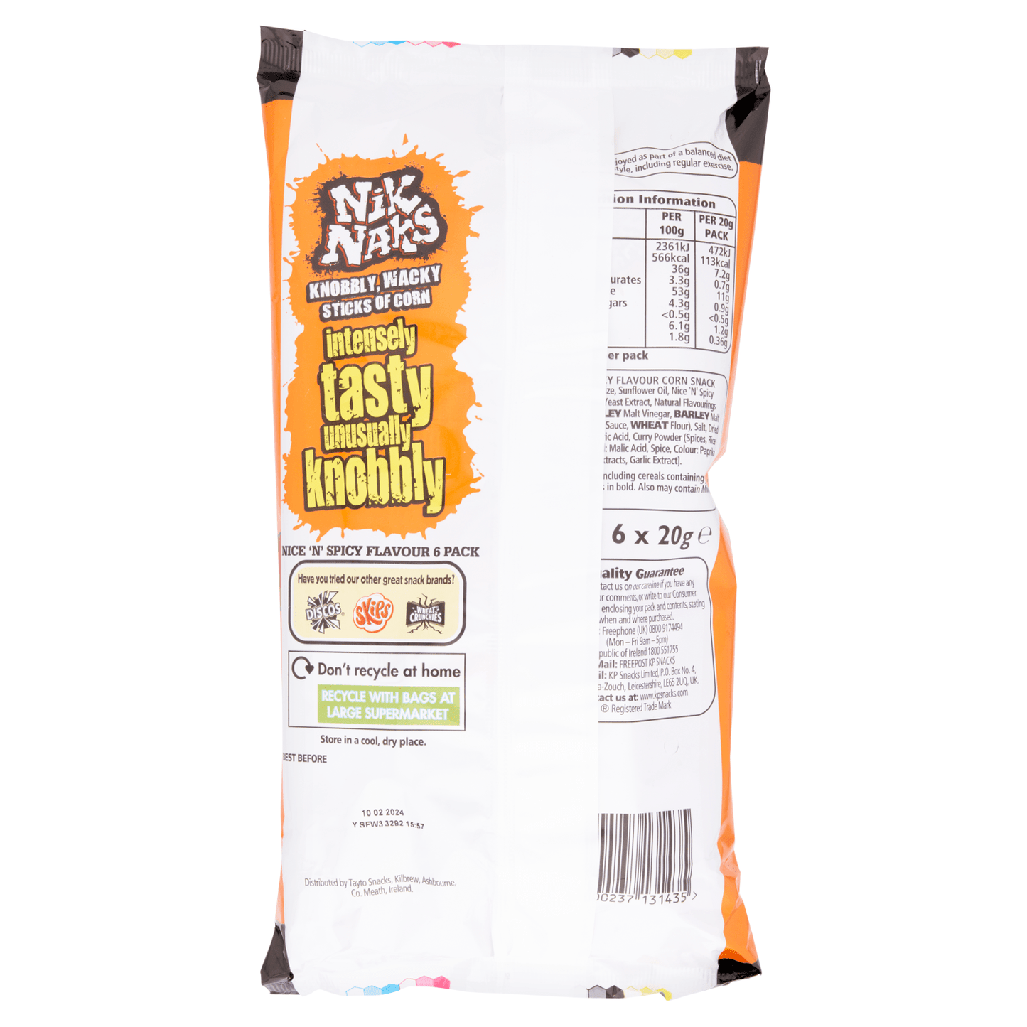 Nik Naks Nice 'N' Spicy Flavour 6 x 20g - UK Food & Drink - 5000237131435