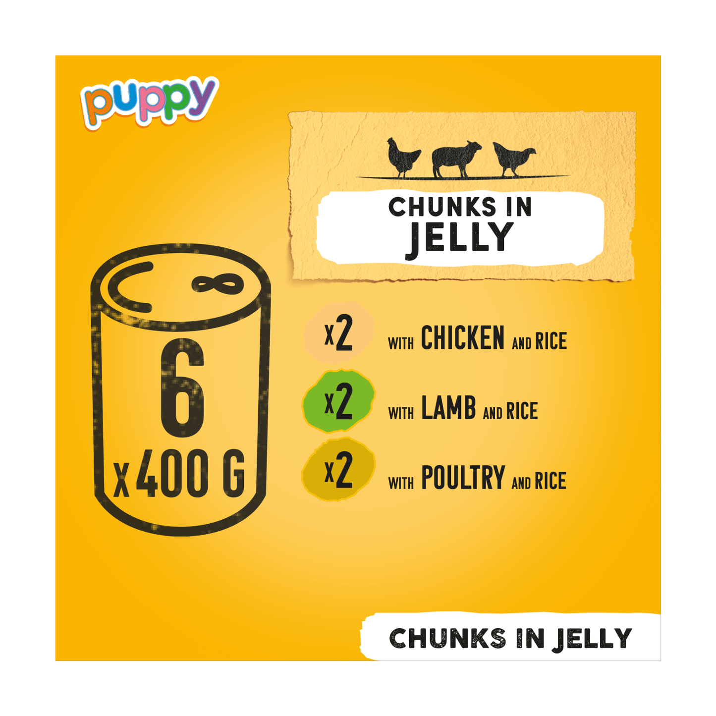 Pedigree Puppy Wet Dog Food Tins Mixed in Jelly 6 x 400g - UK Food & Drink - 5000166073820